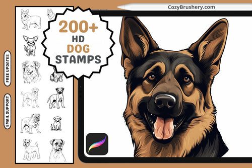 Procreate Stamps: Canine Collection with 200 Plus Dog Stamps - Cozy Brushery