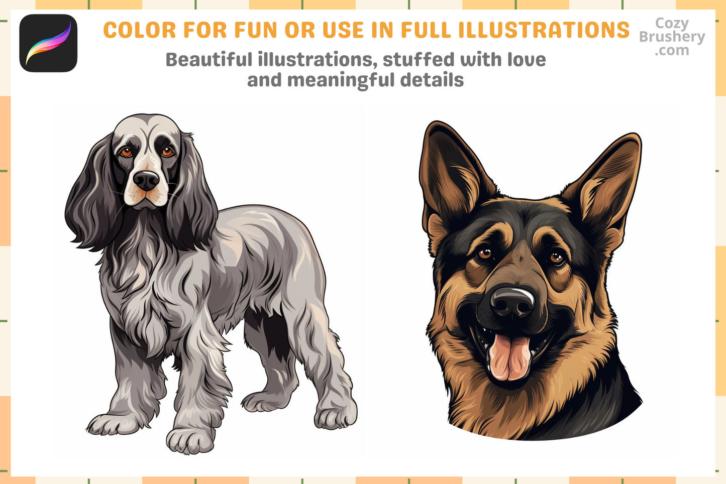 Procreate Stamps: Canine Collection with 200 Plus Dog Stamps - Cozy Brushery