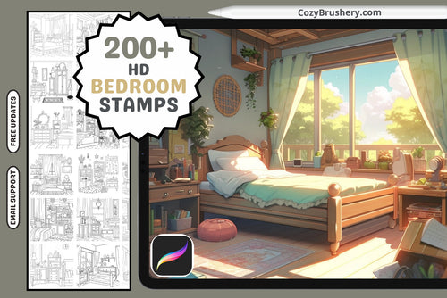 Procreate Stamps Dreamy Bedroom Pack 200 Plus Cozy Designs - Cozy Brushery
