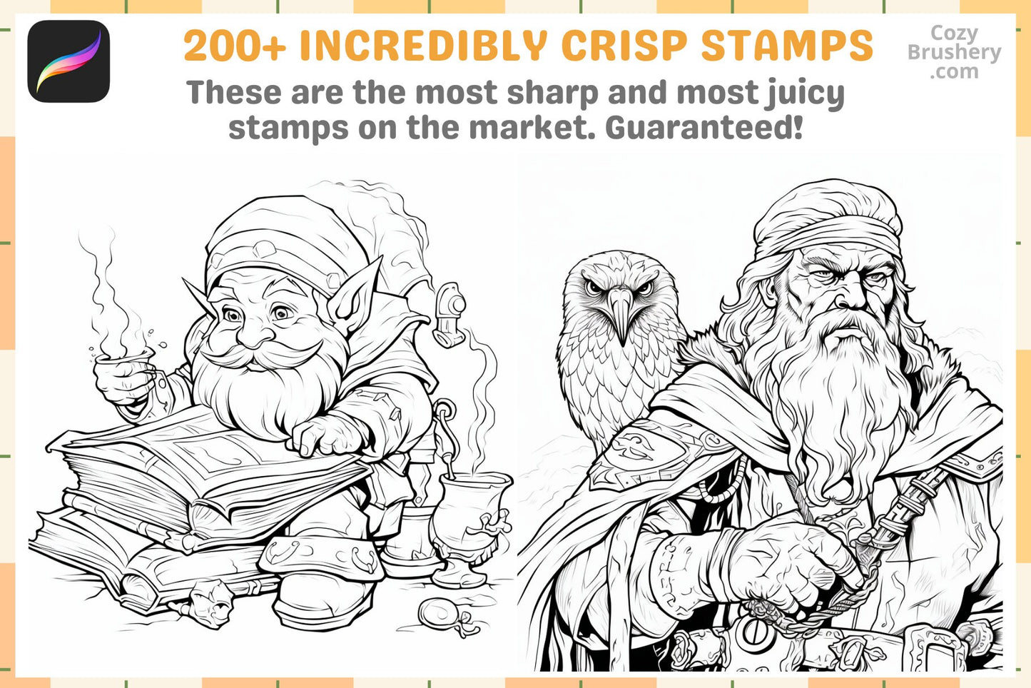 Procreate Stamps: Dwarven Delve Pack for Fantasy Art - Cozy Brushery