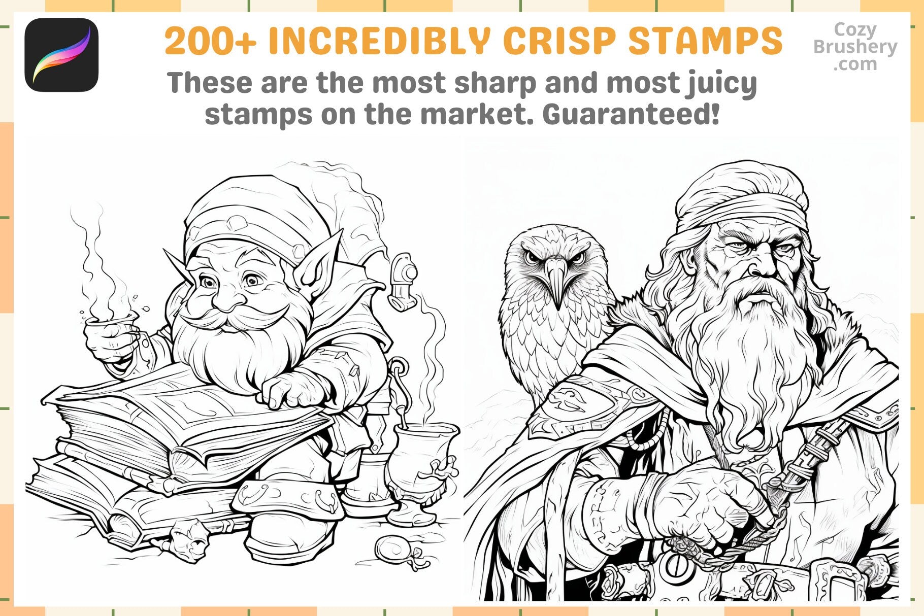 Procreate Stamps: Dwarven Delve Pack for Fantasy Art - Cozy Brushery