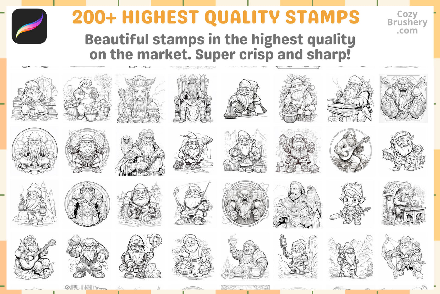 Procreate Stamps: Dwarven Delve Pack for Fantasy Art - Cozy Brushery