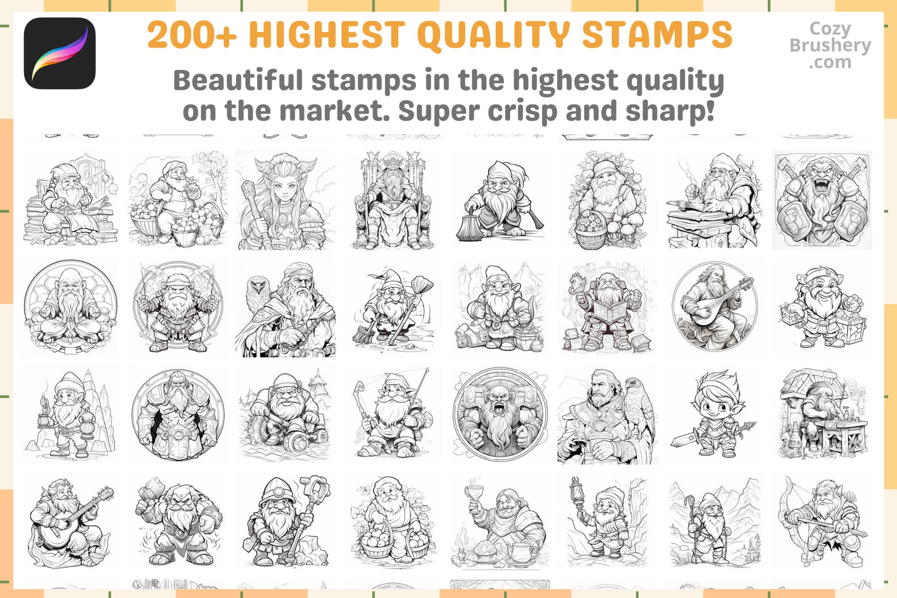 Procreate Stamps: Dwarven Delve Pack for Fantasy Art - Cozy Brushery