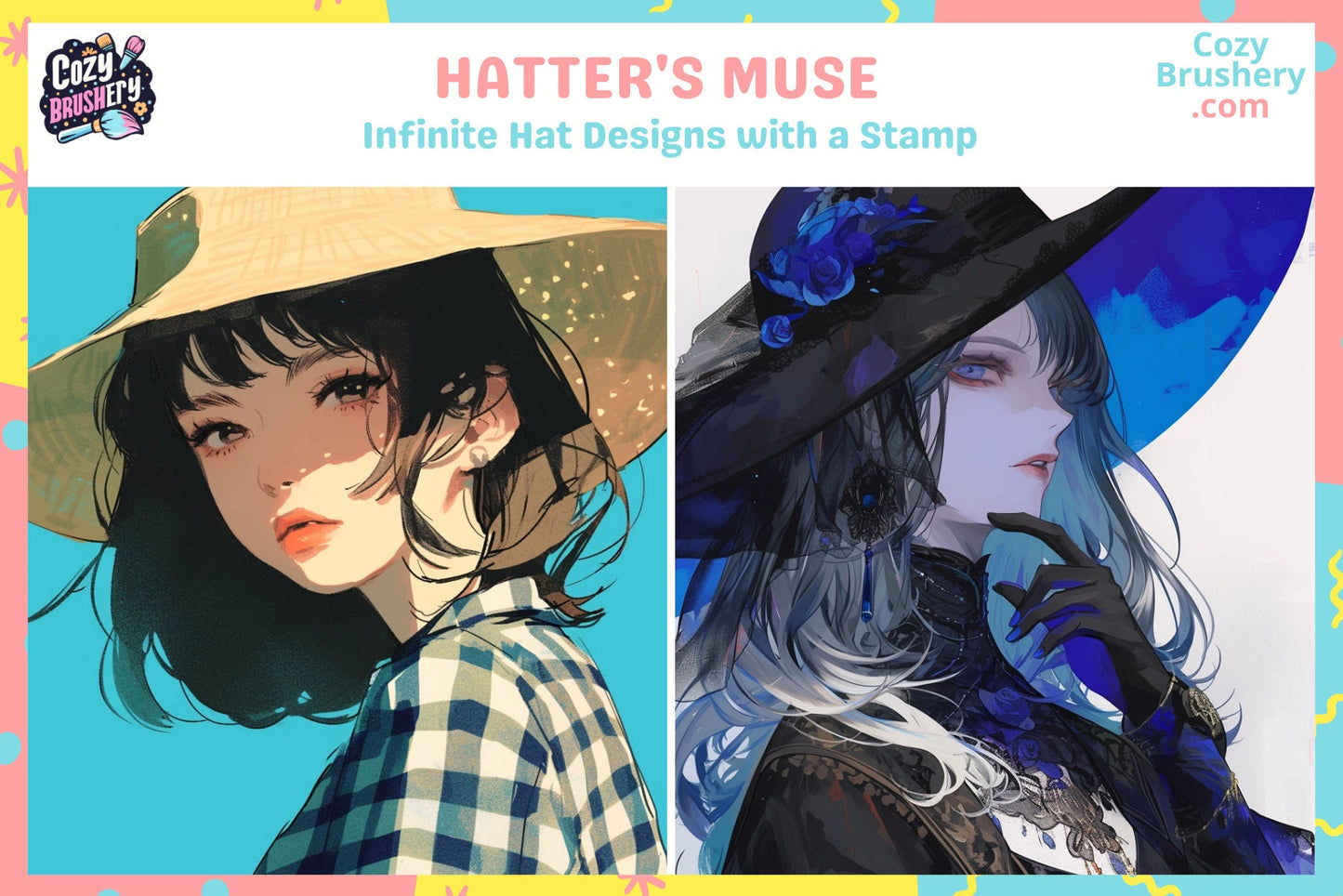 Procreate Stamps: Hat Haven 50 Diverse Hat Stamps - Cozy Brushery