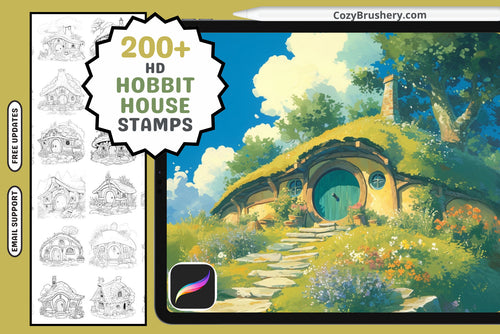 Procreate Stamps Hobbit House Collection Fantasy Brushes - Cozy Brushery