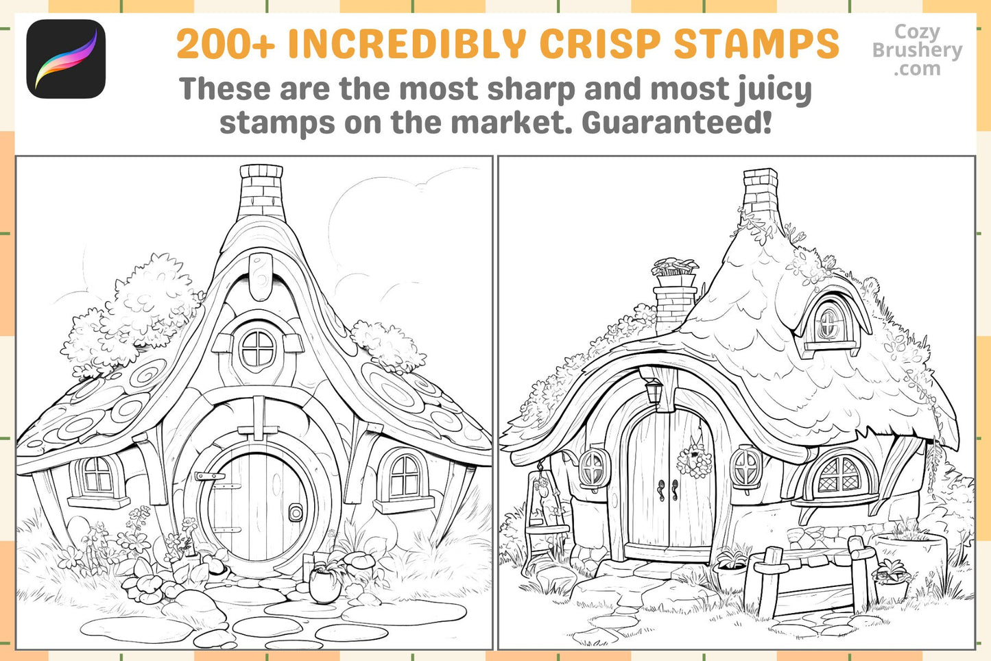 Procreate Stamps Hobbit House Collection Fantasy Brushes - Cozy Brushery
