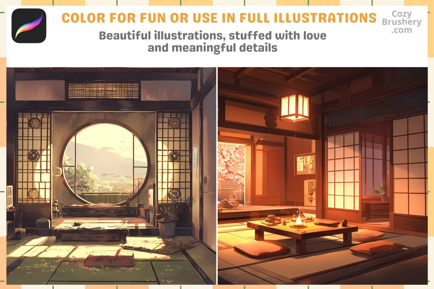Procreate Stamps: Japanese Essence Pack with 200+ Stamps - Cozy Brushery
