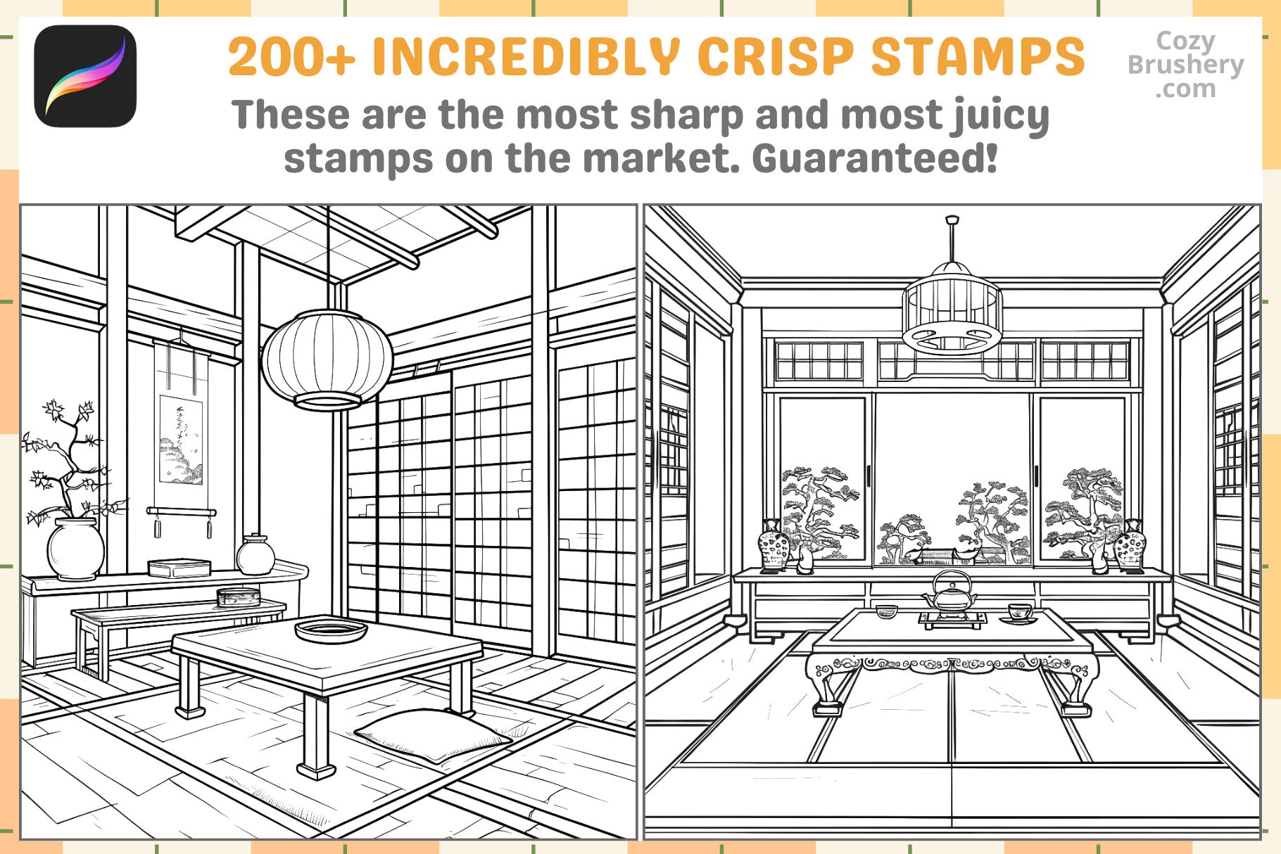 Procreate Stamps: Japanese Essence Pack with 200+ Stamps - Cozy Brushery