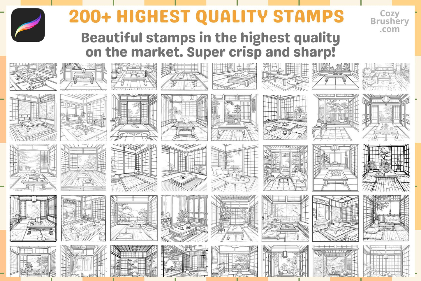 Procreate Stamps: Japanese Essence Pack with 200+ Stamps - Cozy Brushery