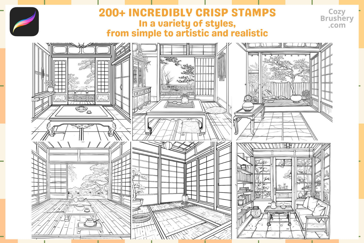 Procreate Stamps: Japanese Essence Pack with 200+ Stamps - Cozy Brushery