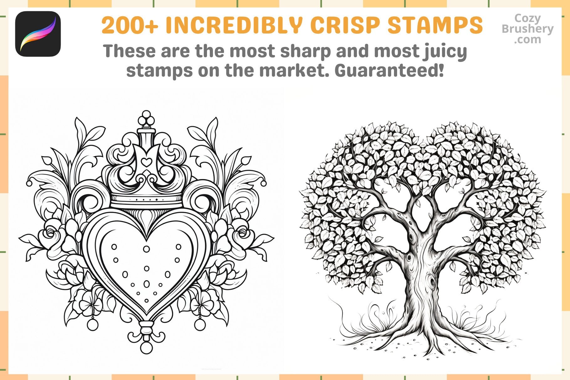 Procreate Stamps Love Lines Pack 200 Valentine's Heart Stamps - Cozy Brushery