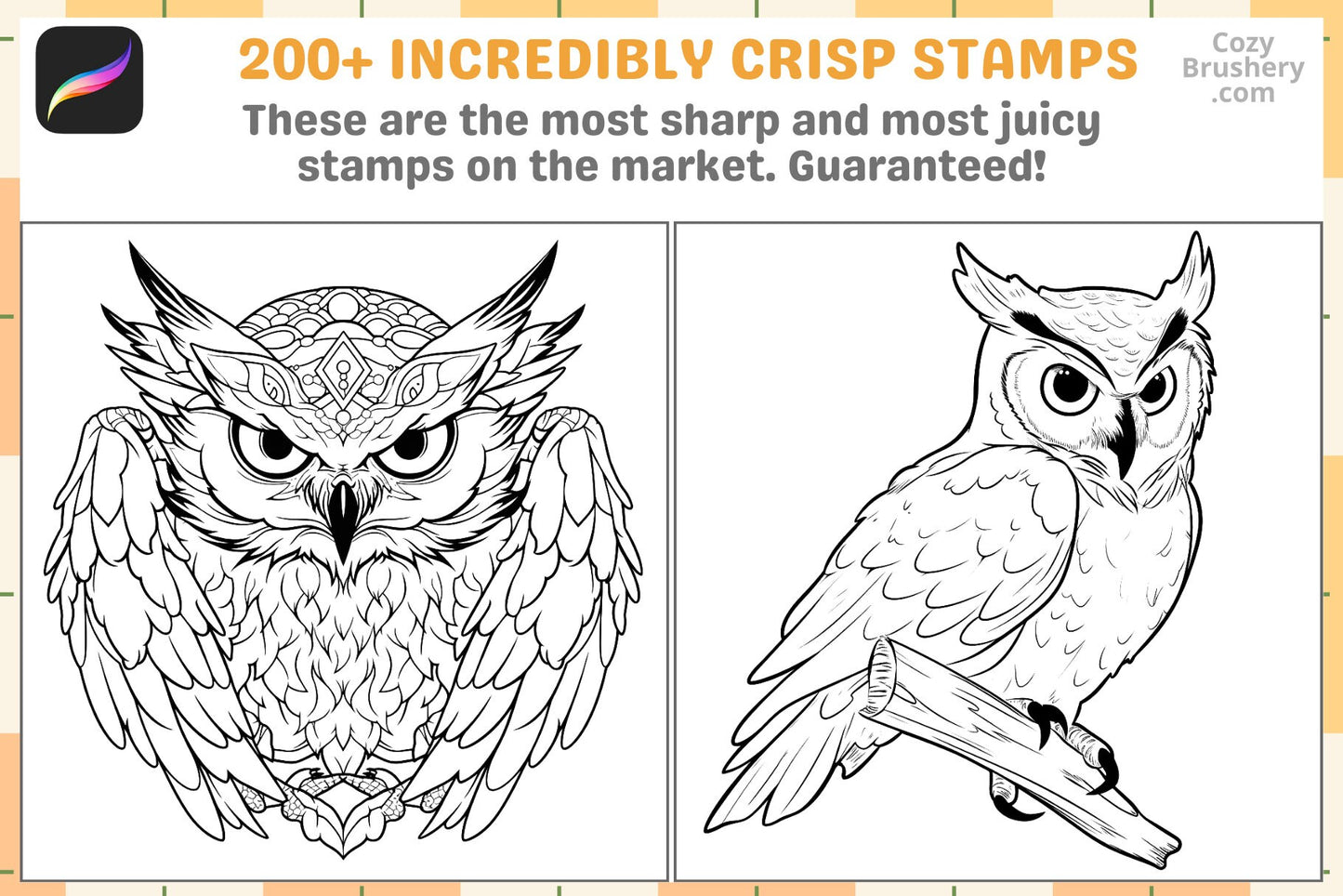 Procreate Stamps: Owl Enchantment Pack with 200+ Stamps - Cozy Brushery