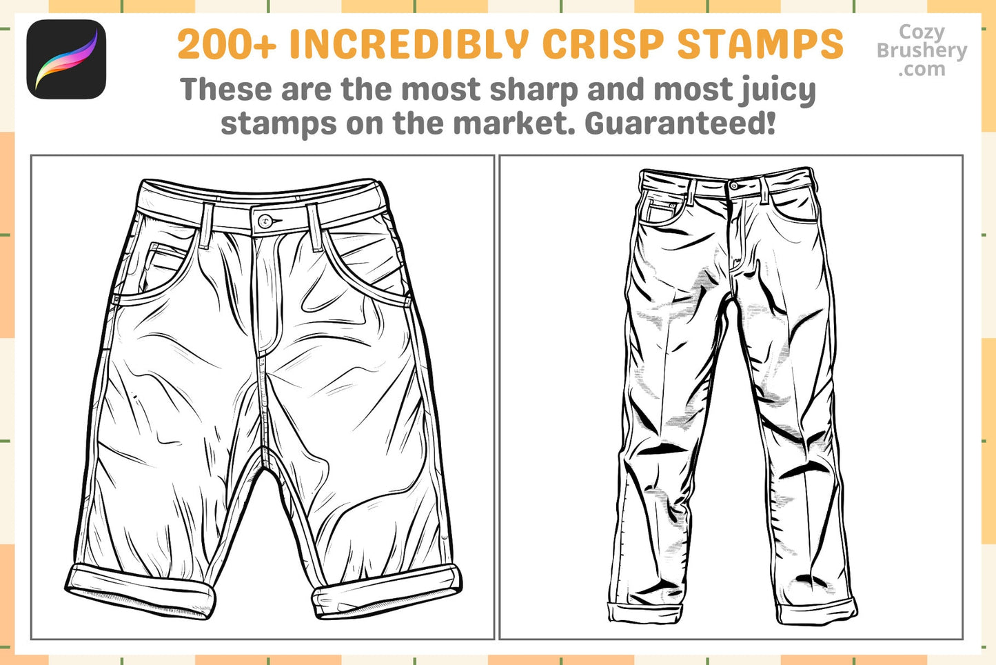 Procreate Stamps: Pants Parade Pack 200 Plus Styles Brushes - Cozy Brushery