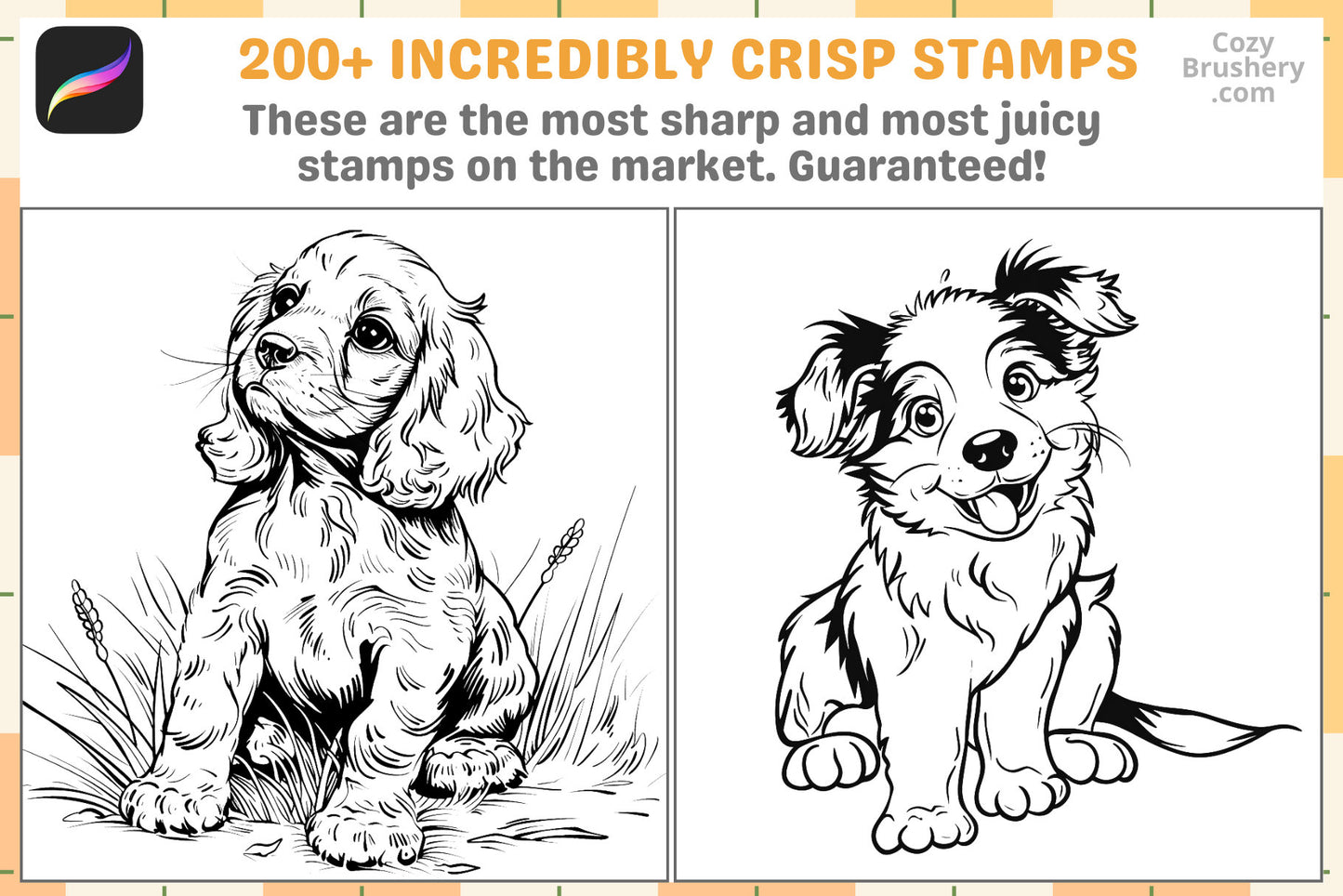 Procreate Stamps Puppy Love Pack 200 Plus Dog Stamps - Cozy Brushery