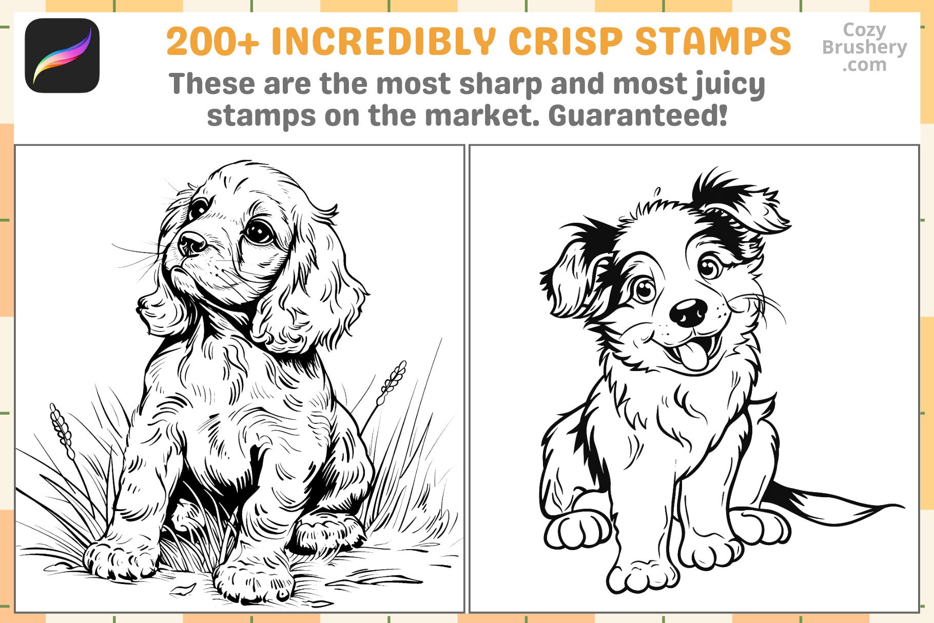 Procreate Stamps Puppy Love Pack 200 Plus Dog Stamps - Cozy Brushery
