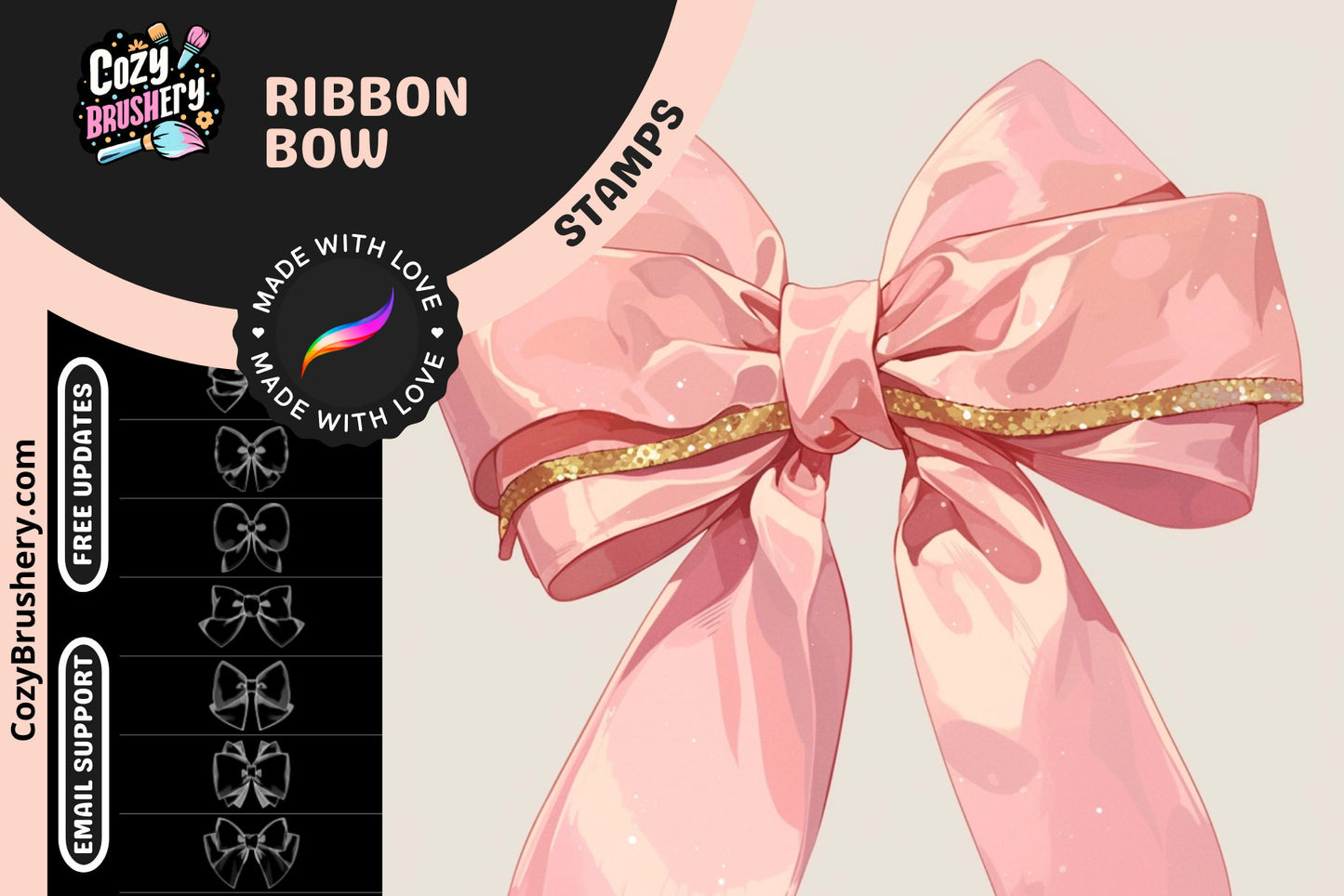Procreate Stamps: Ribbon Rhapsody for Elegant Artworks - Cozy Brushery