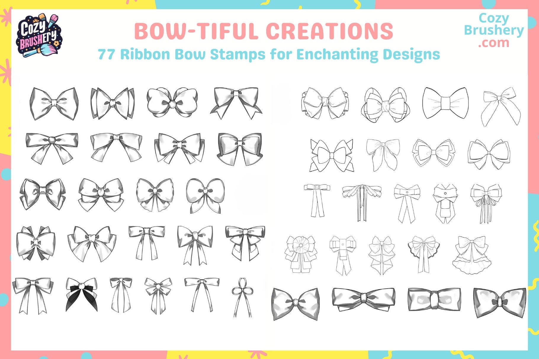 Procreate Stamps: Ribbon Rhapsody for Elegant Artworks - Cozy Brushery