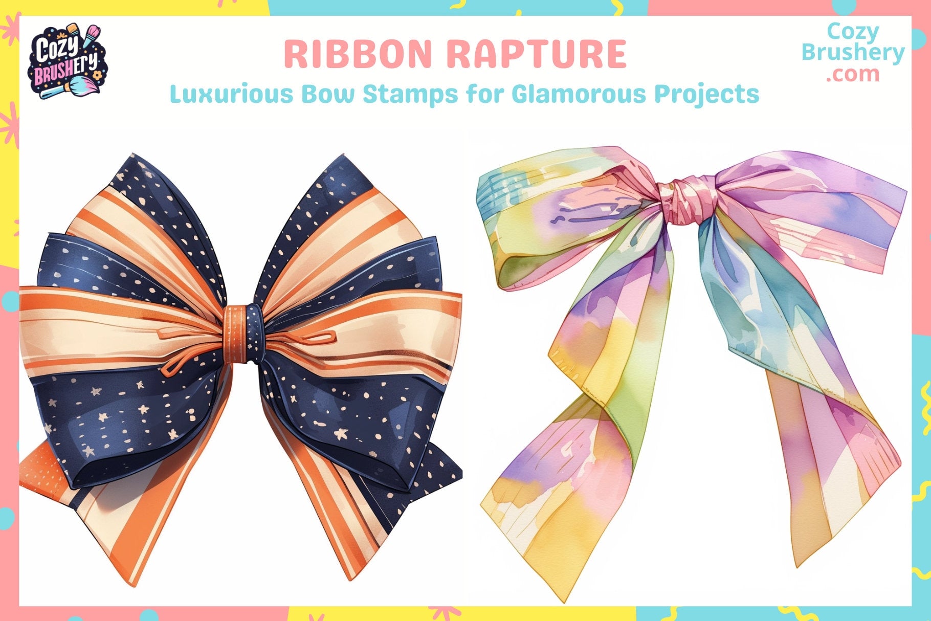 Procreate Stamps: Ribbon Rhapsody for Elegant Artworks - Cozy Brushery