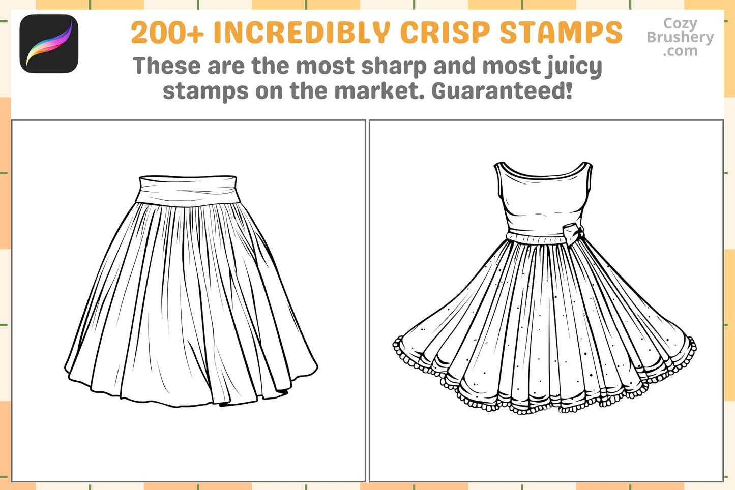 Procreate Stamps: Skirt Spectacle Pack with 200 Skirt Stamps - Cozy Brushery