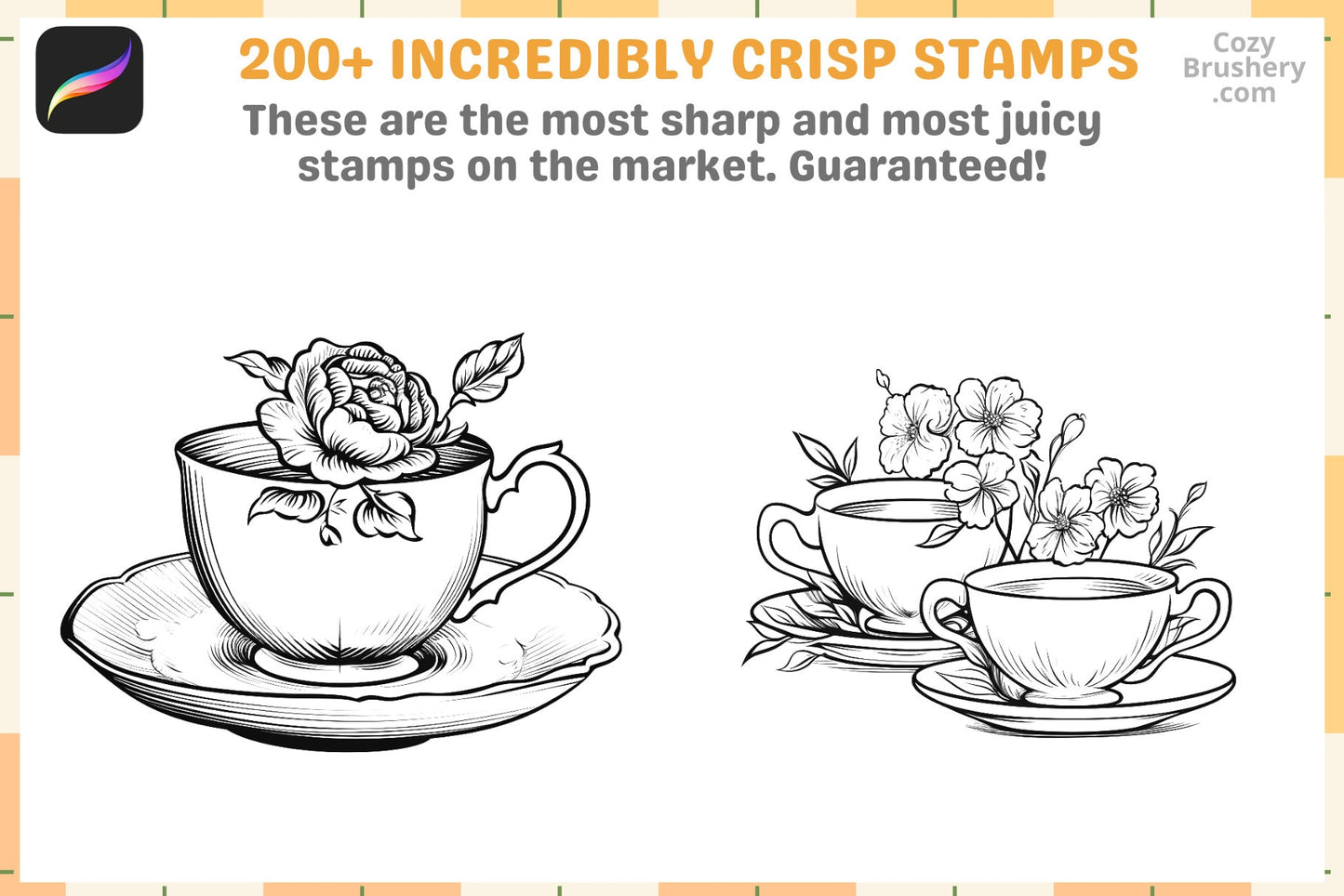Procreate Stamps: Teatime Extravaganza with 200 Teacup Stamps - Cozy Brushery