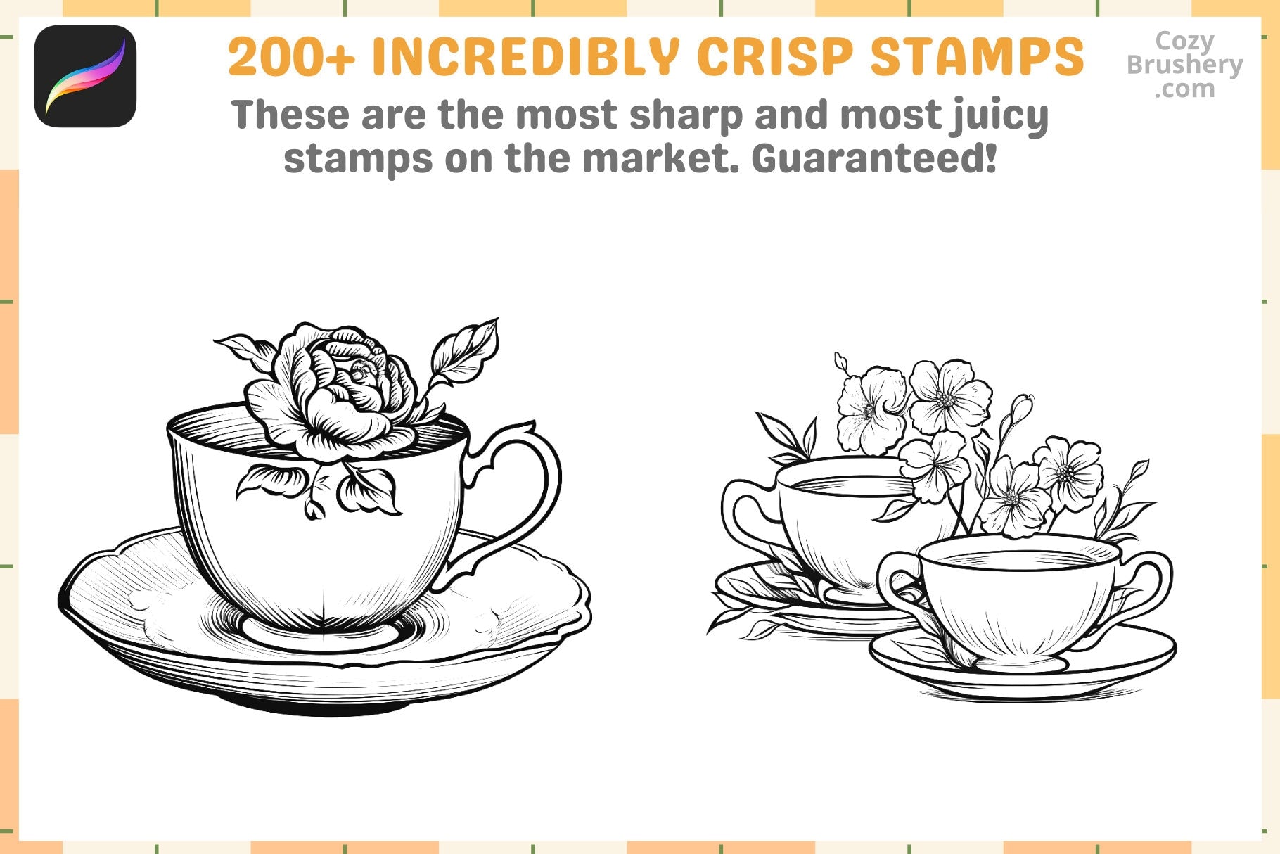 Procreate Stamps: Teatime Extravaganza with 200 Teacup Stamps - Cozy Brushery