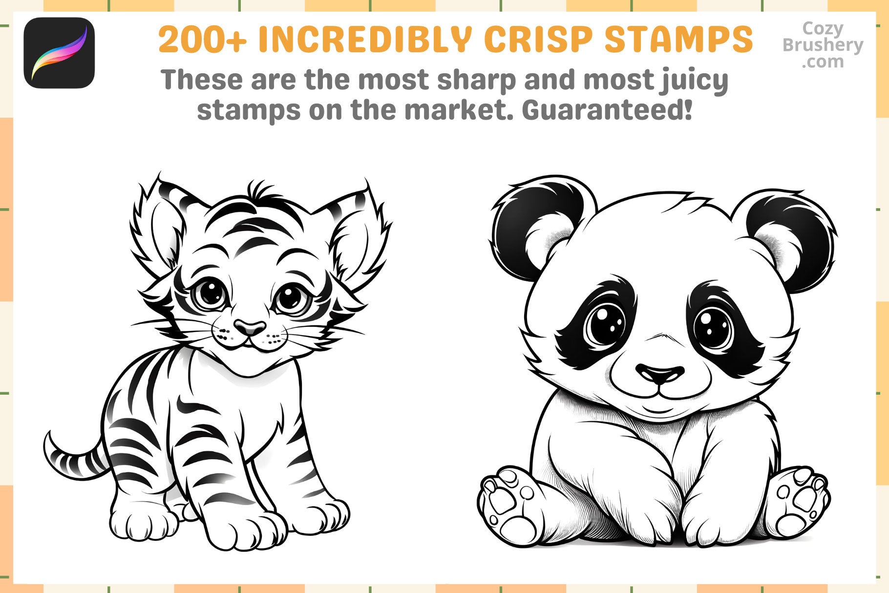 Procreate Stamps: Tiny Pals Pack with 200 Cute Animal Stamps - Cozy Brushery