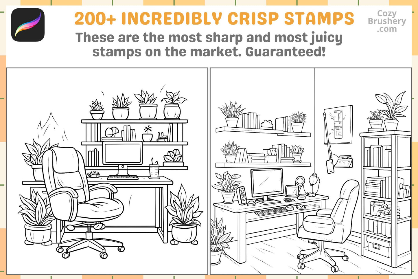 Procreate Stamps: Ultimate Computer Room Pack 200+ Stamps - Cozy Brushery