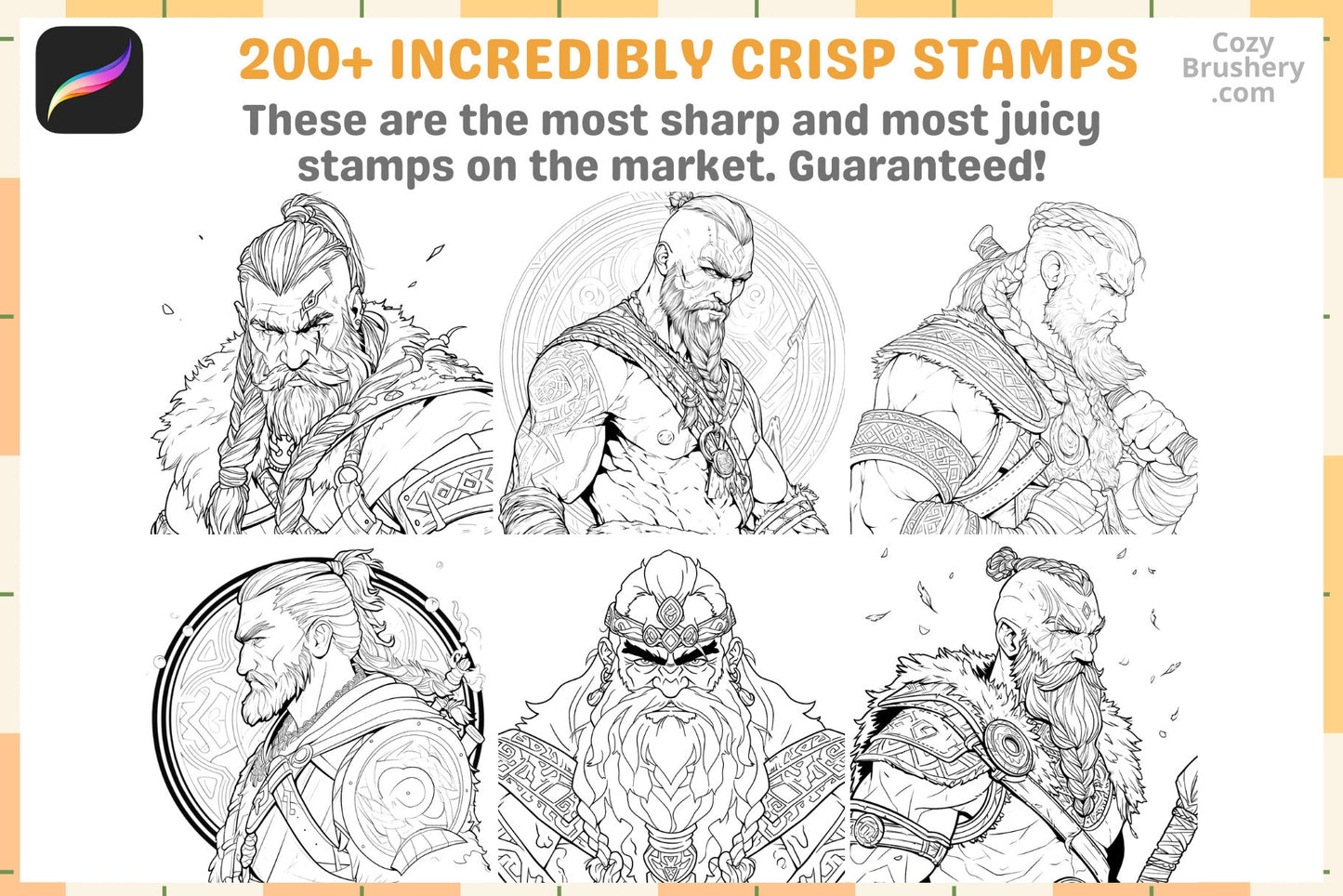 Procreate Stamps: Viking Valor Pack 200 Plus Stamps - Cozy Brushery