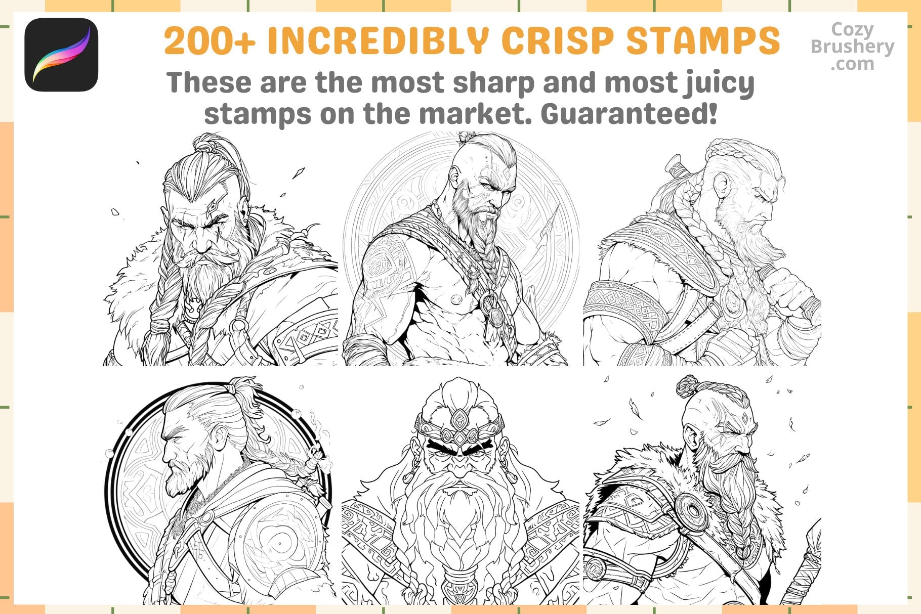 Procreate Stamps: Viking Valor Pack 200 Plus Stamps - Cozy Brushery