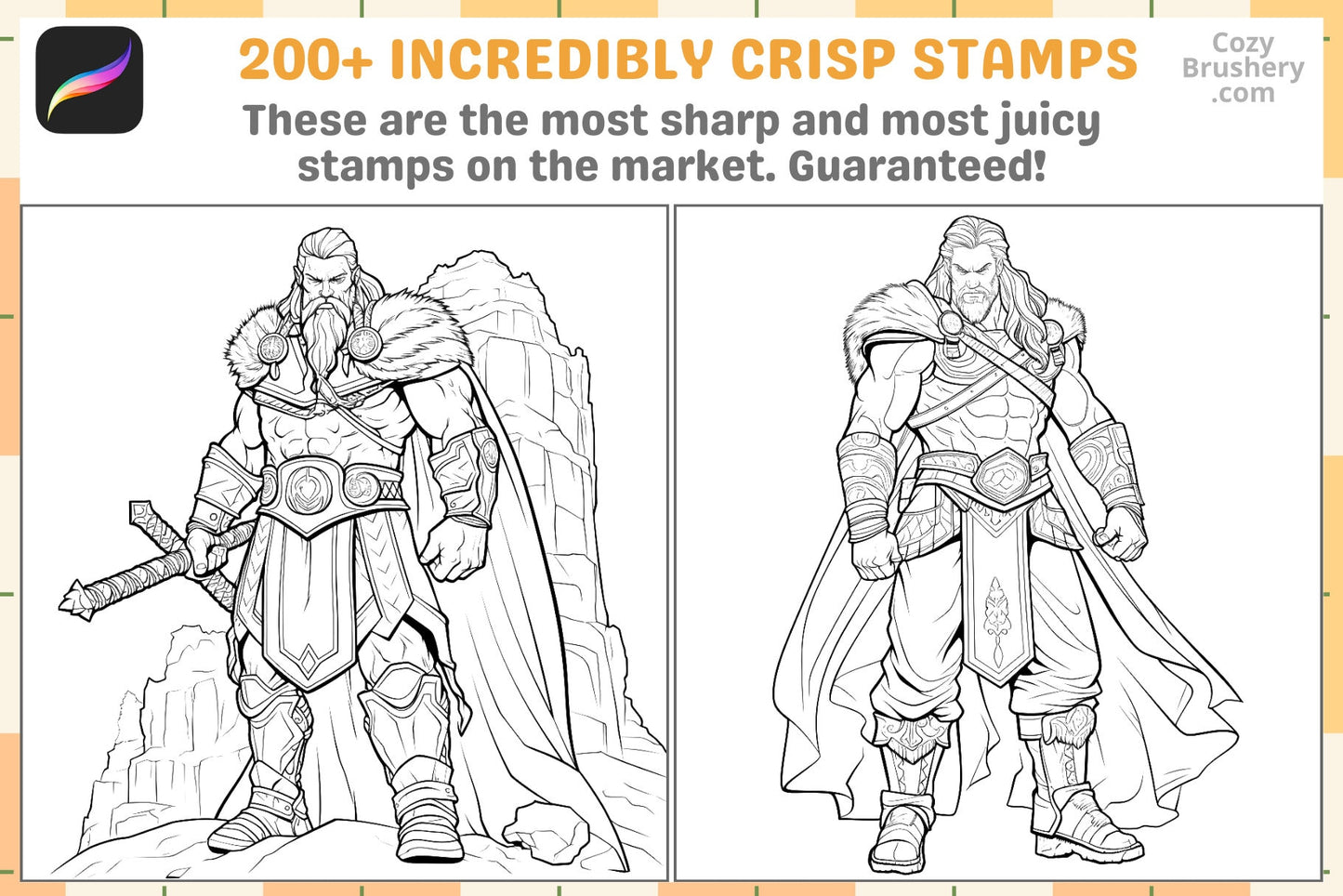 Procreate Stamps: Viking Warriors Pack for Epic Art - Cozy Brushery