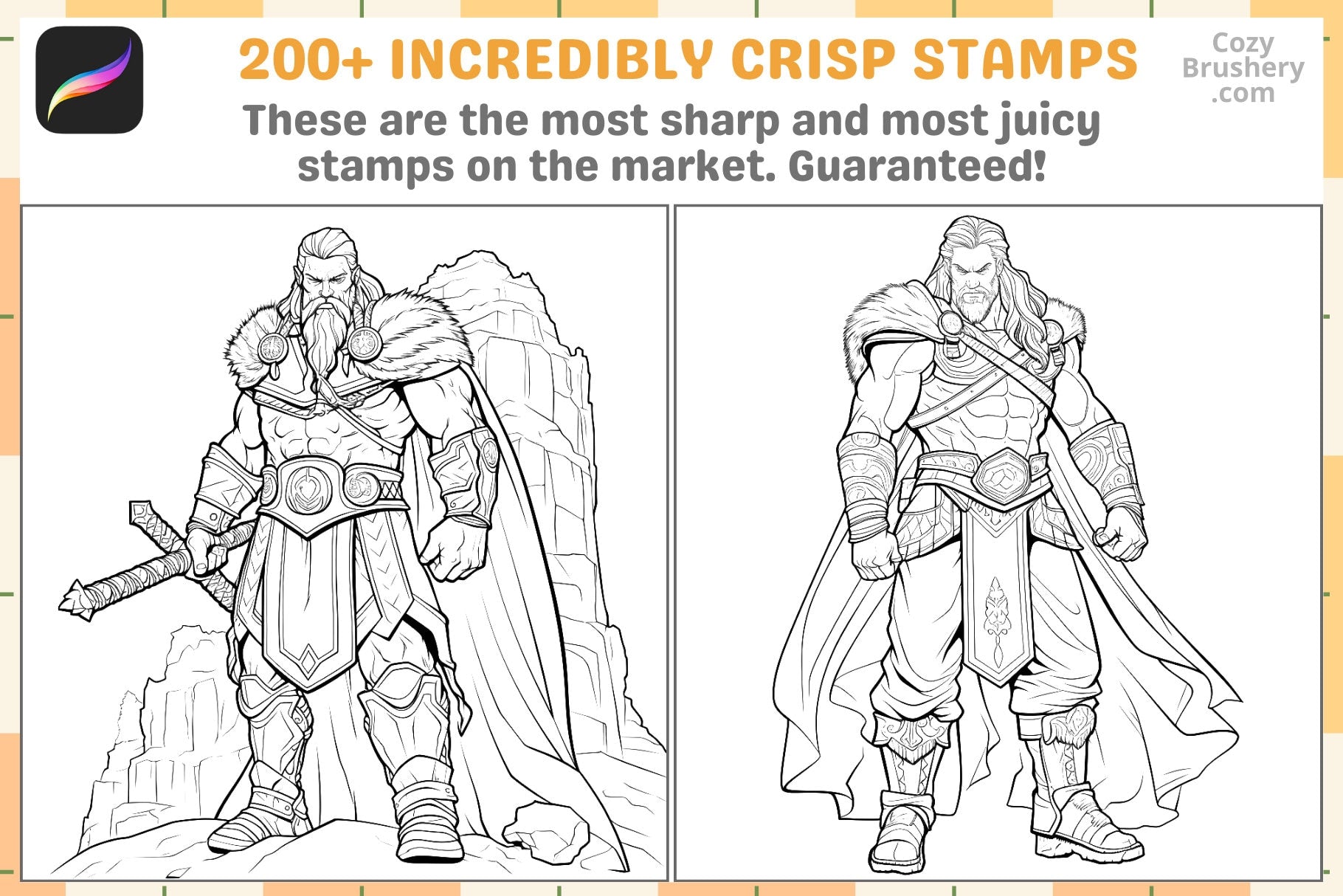 Procreate Stamps: Viking Warriors Pack for Epic Art - Cozy Brushery