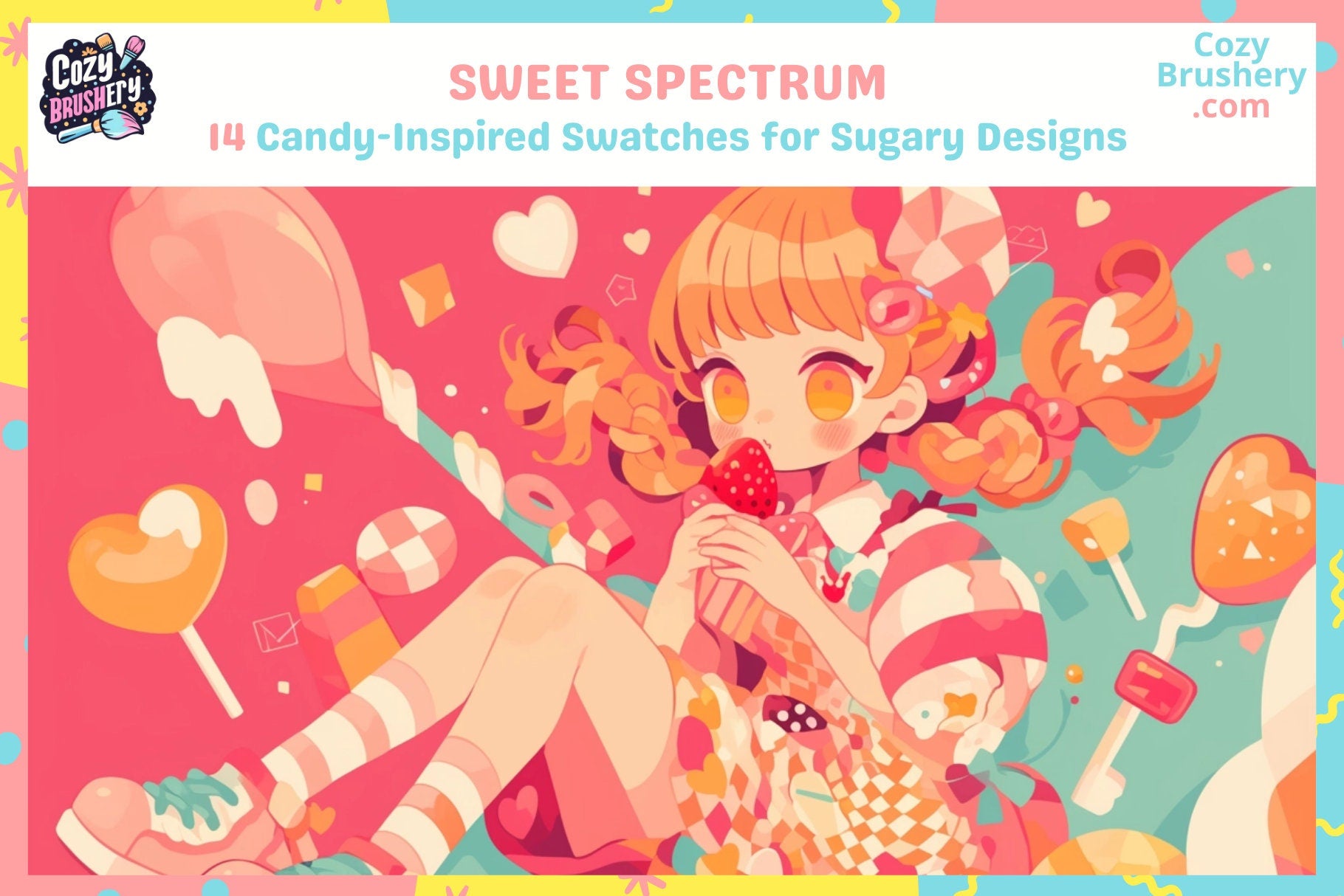 Procreate Swatches: Candy Kingdom Cute Pastel Color Palette - Cozy Brushery
