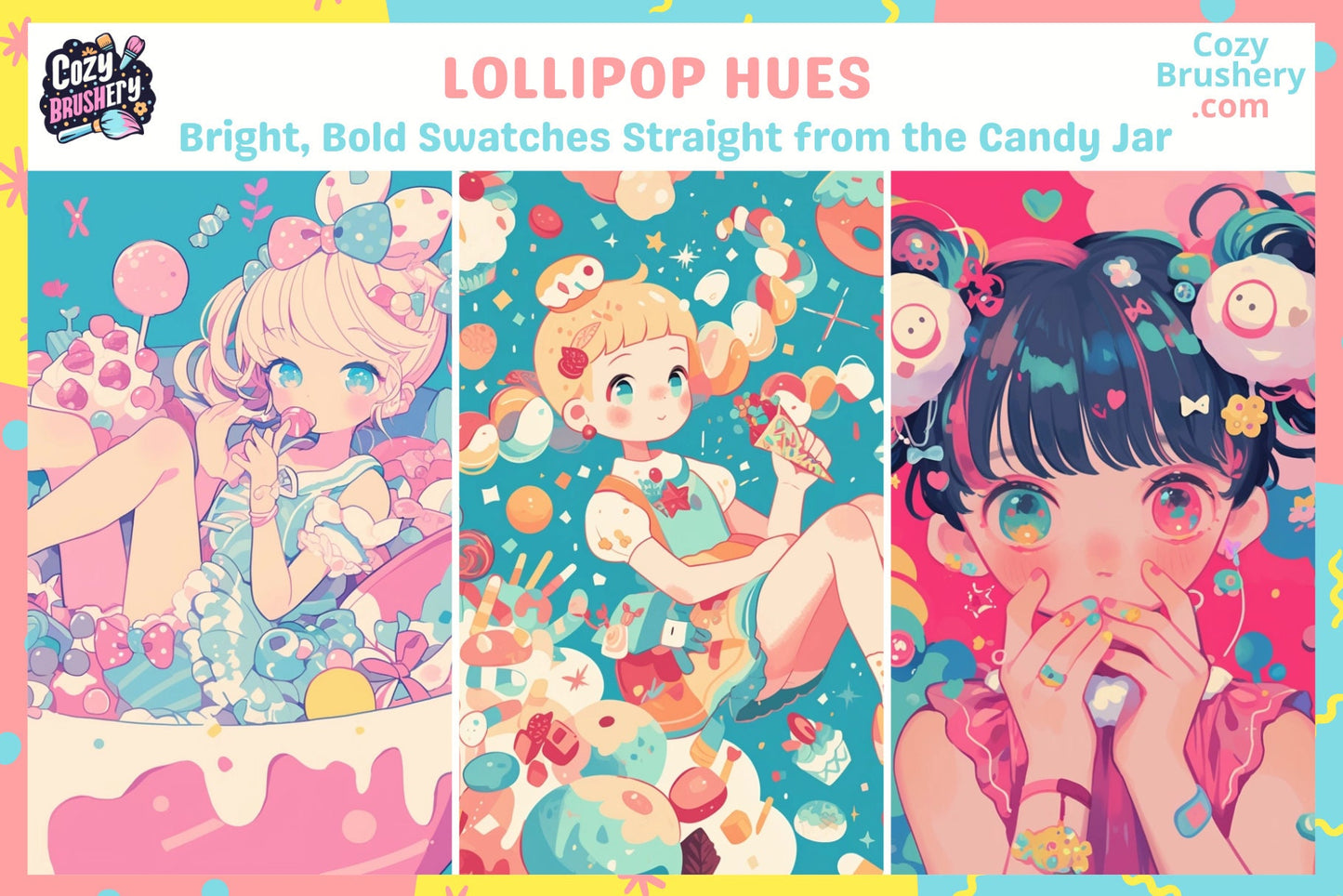 Procreate Swatches: Candy Kingdom Cute Pastel Color Palette - Cozy Brushery