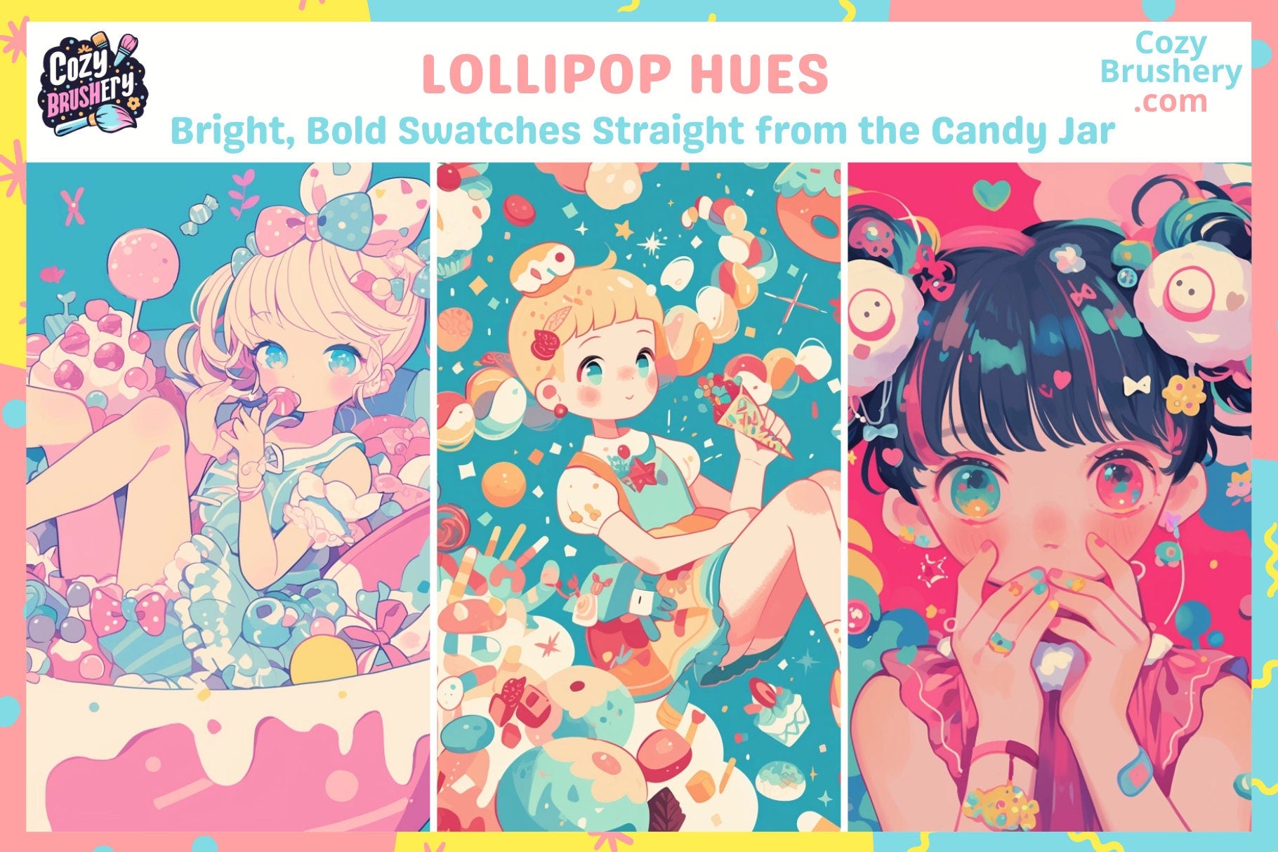 Procreate Swatches: Candy Kingdom Cute Pastel Color Palette - Cozy Brushery