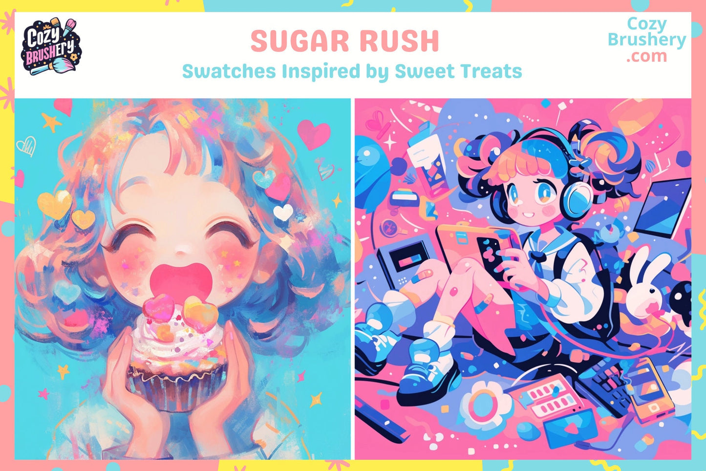 Procreate Swatches: Candy Kingdom Cute Pastel Color Palette - Cozy Brushery