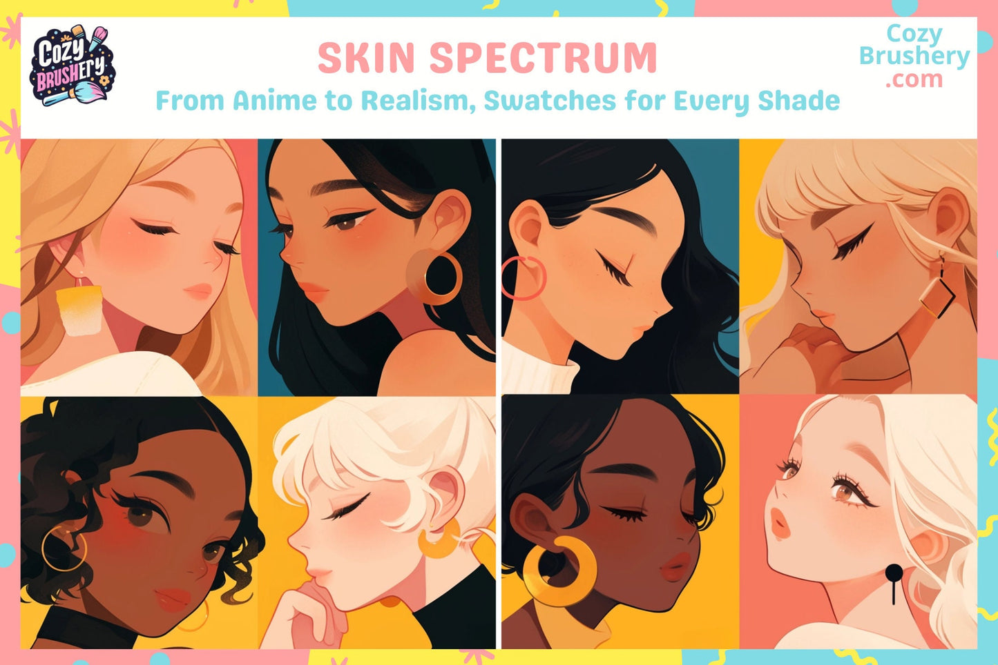 Procreate Swatches Skin Tones Harmony 32 Total Swatches - Cozy Brushery