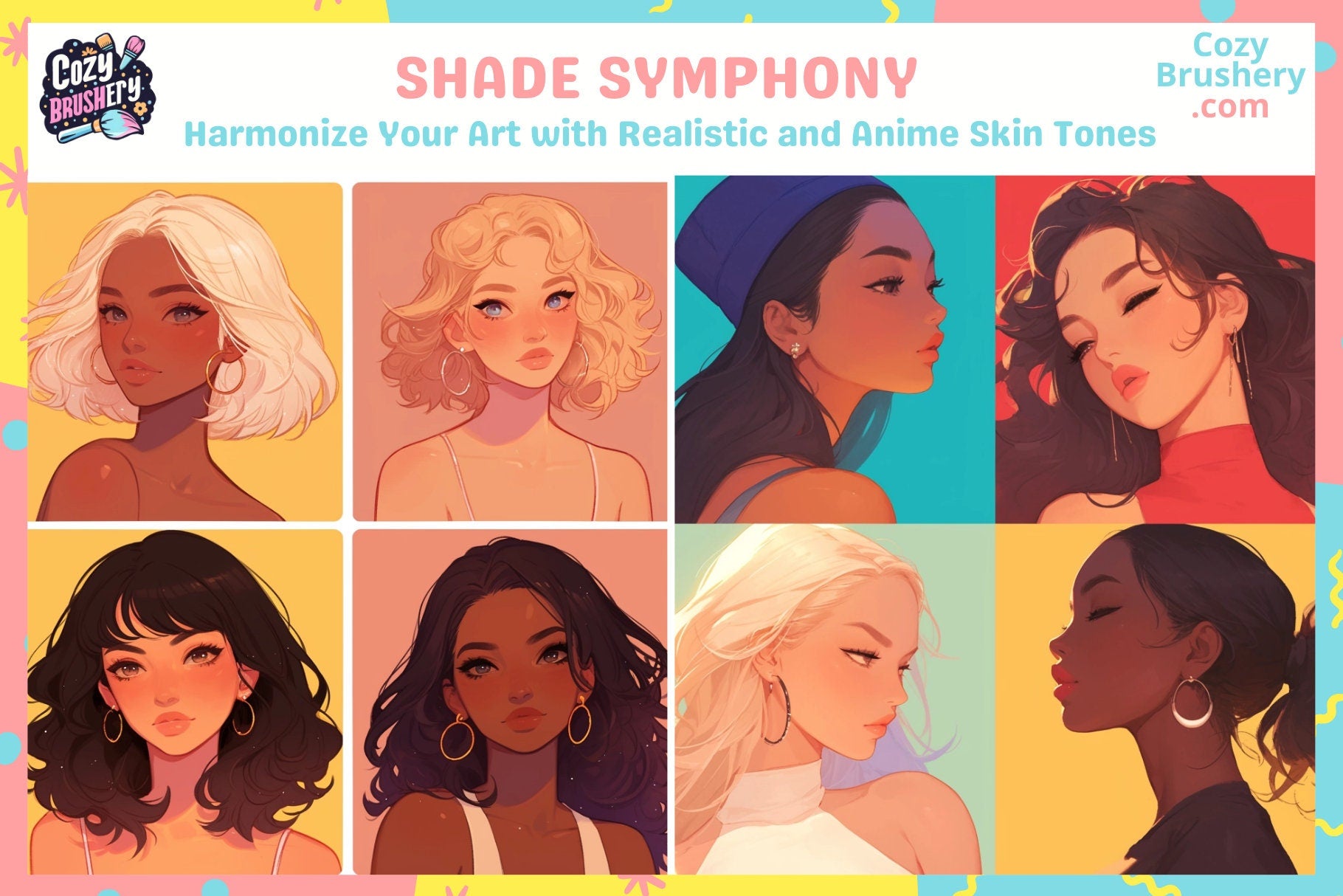 Procreate Swatches Skin Tones Harmony 32 Total Swatches - Cozy Brushery