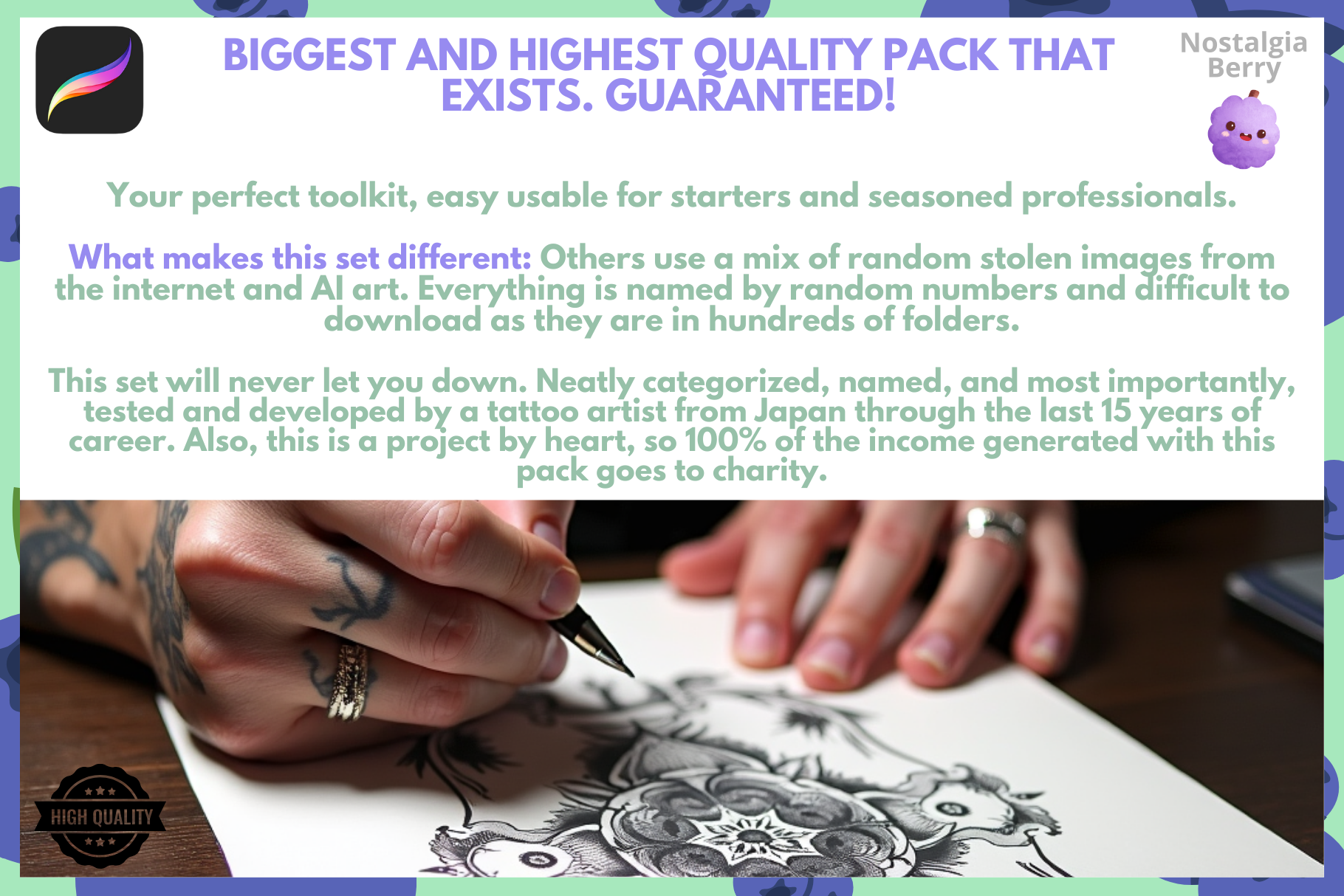 Procreate Tattoo Stamp Bundle 6000+ Inked Stamps & Brushes - Cozy Brushery