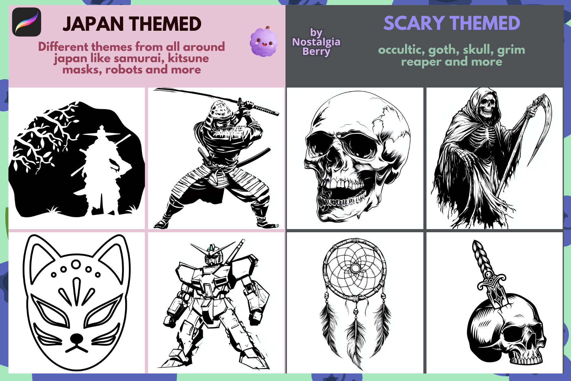 Procreate Tattoo Stamp Bundle 6000+ Inked Stamps & Brushes - Cozy Brushery