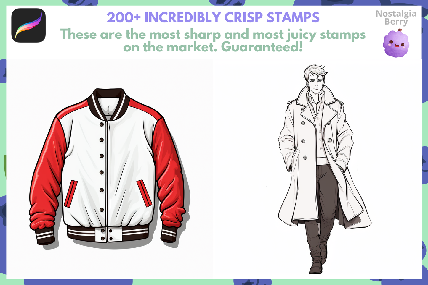 Procreate Ultimate Jacket Stamp Collection for Fashion Art - Cozy Brushery