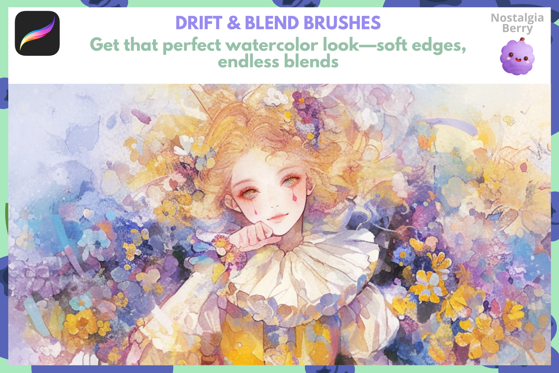 Procreate Watercolor Brushes - 100 Realistic Brushes Set - Cozy Brushery