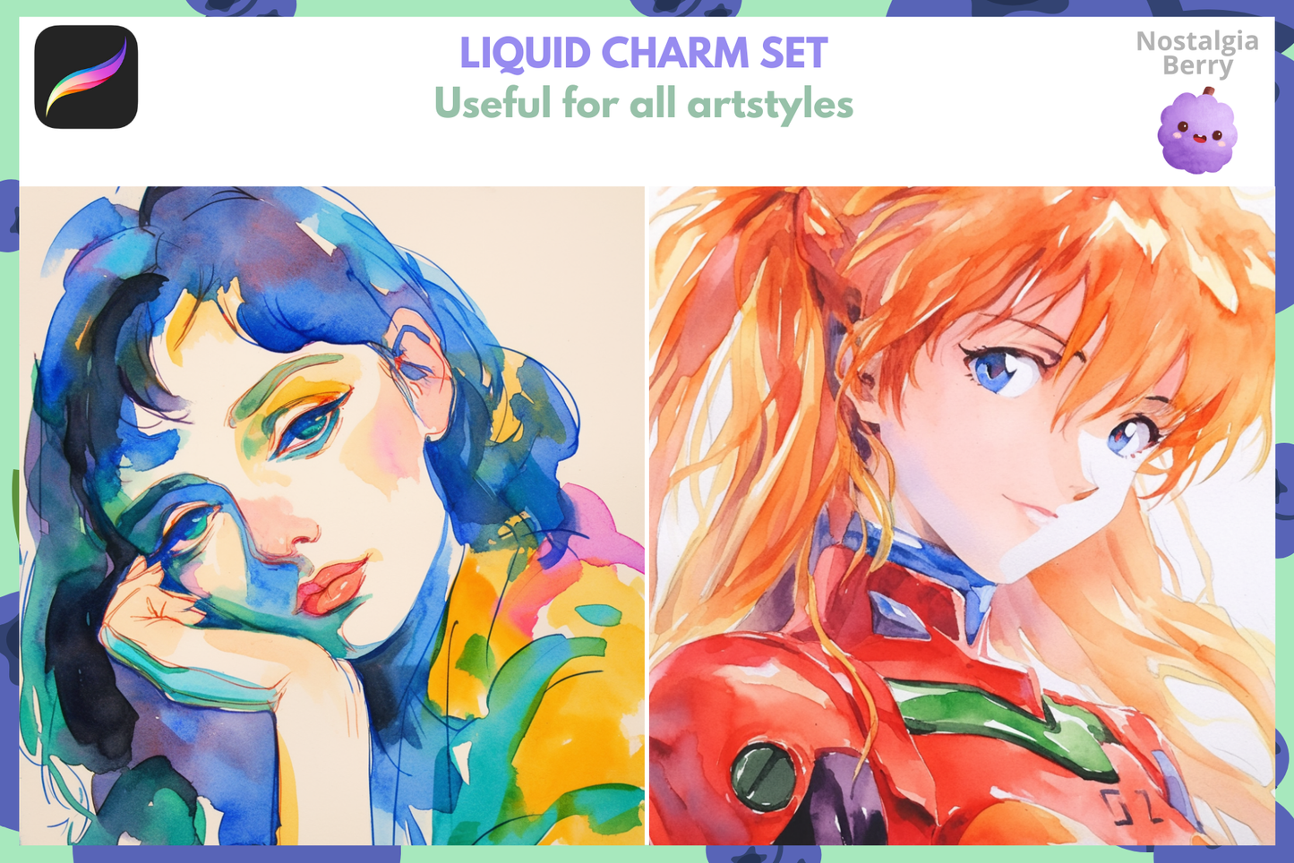 Procreate Watercolor Brushes - 100 Realistic Brushes Set - Cozy Brushery