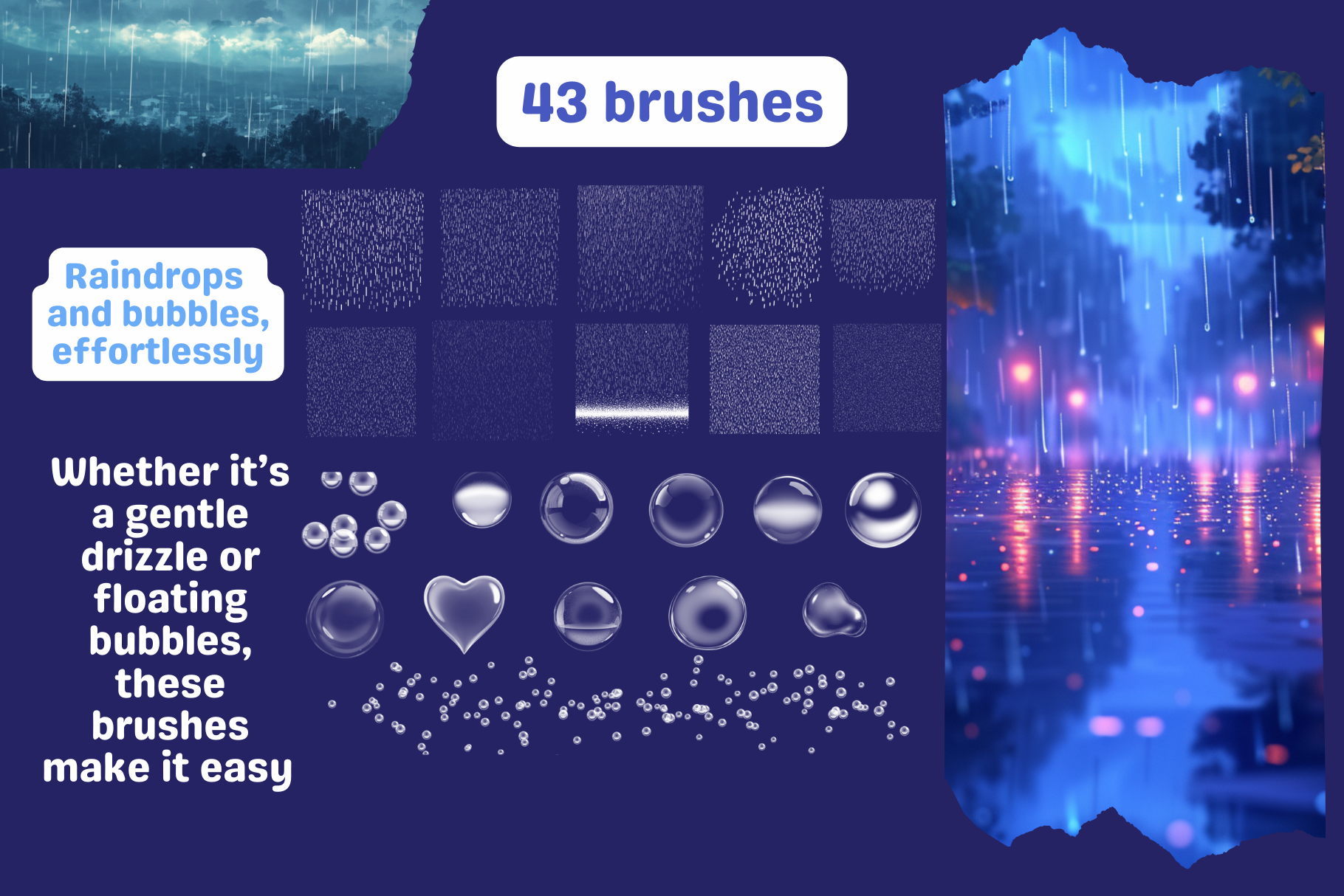 Rainy Day Delights – 43 Procreate Brushes for Water Effects - Cozy Brushery