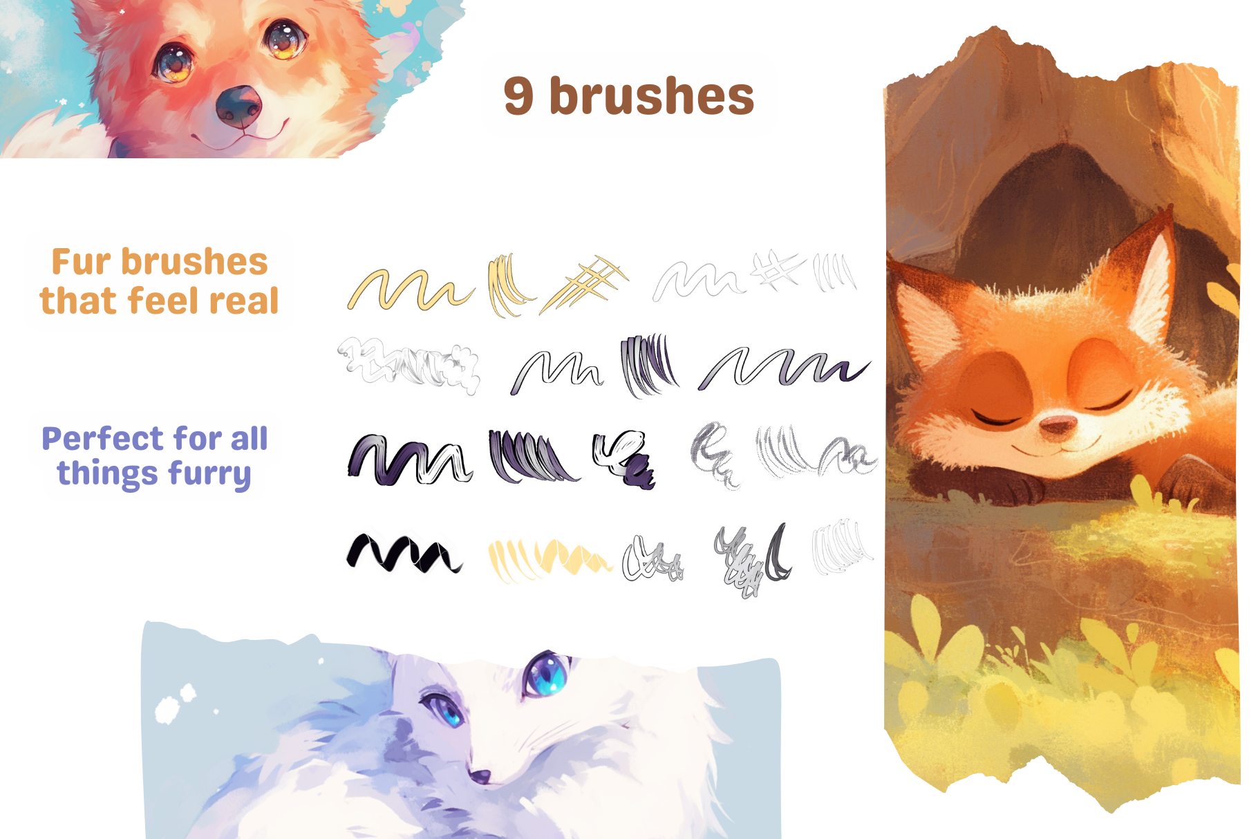 Realistic Fur Brushes – 84 Procreate Brushes for Artists - Cozy Brushery