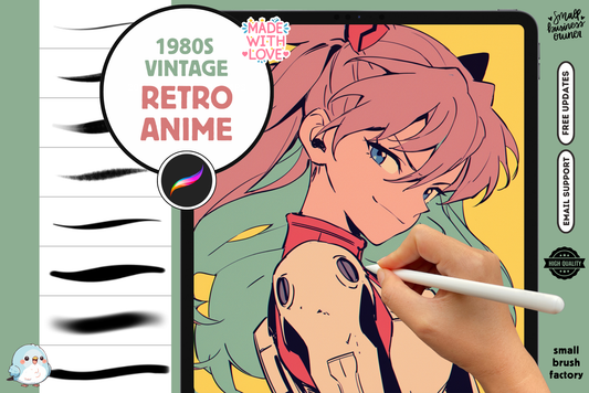 Retro Anime Brushes for Procreate 20 Vintage Brushes - Cozy Brushery