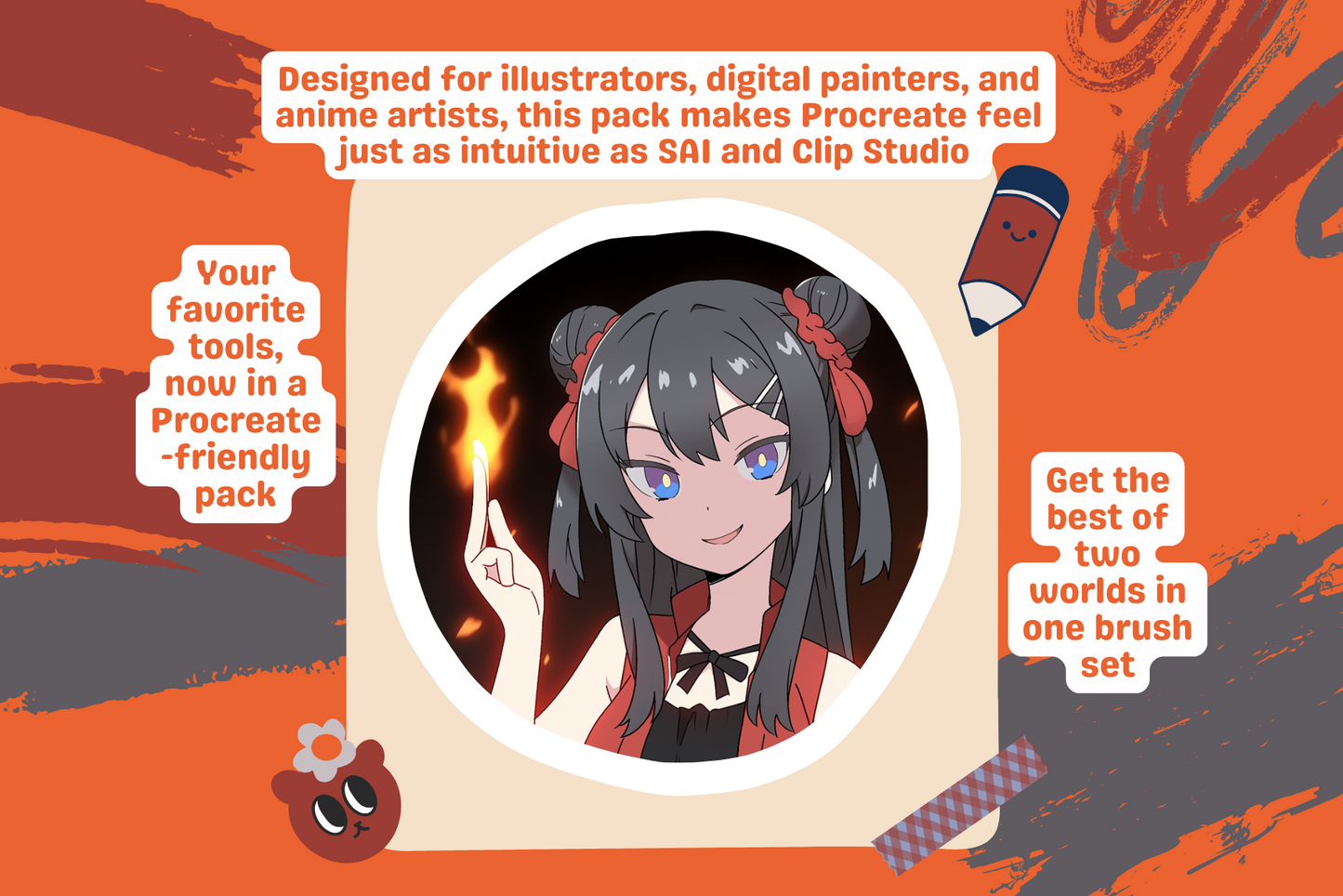 SAI & CLIP Studio Inspired Brush Set for Procreate 40 Brushes - Cozy Brushery