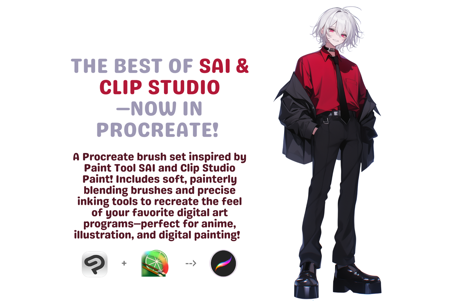 SAI & CLIP Studio Inspired Brush Set for Procreate 40 Brushes - Cozy Brushery