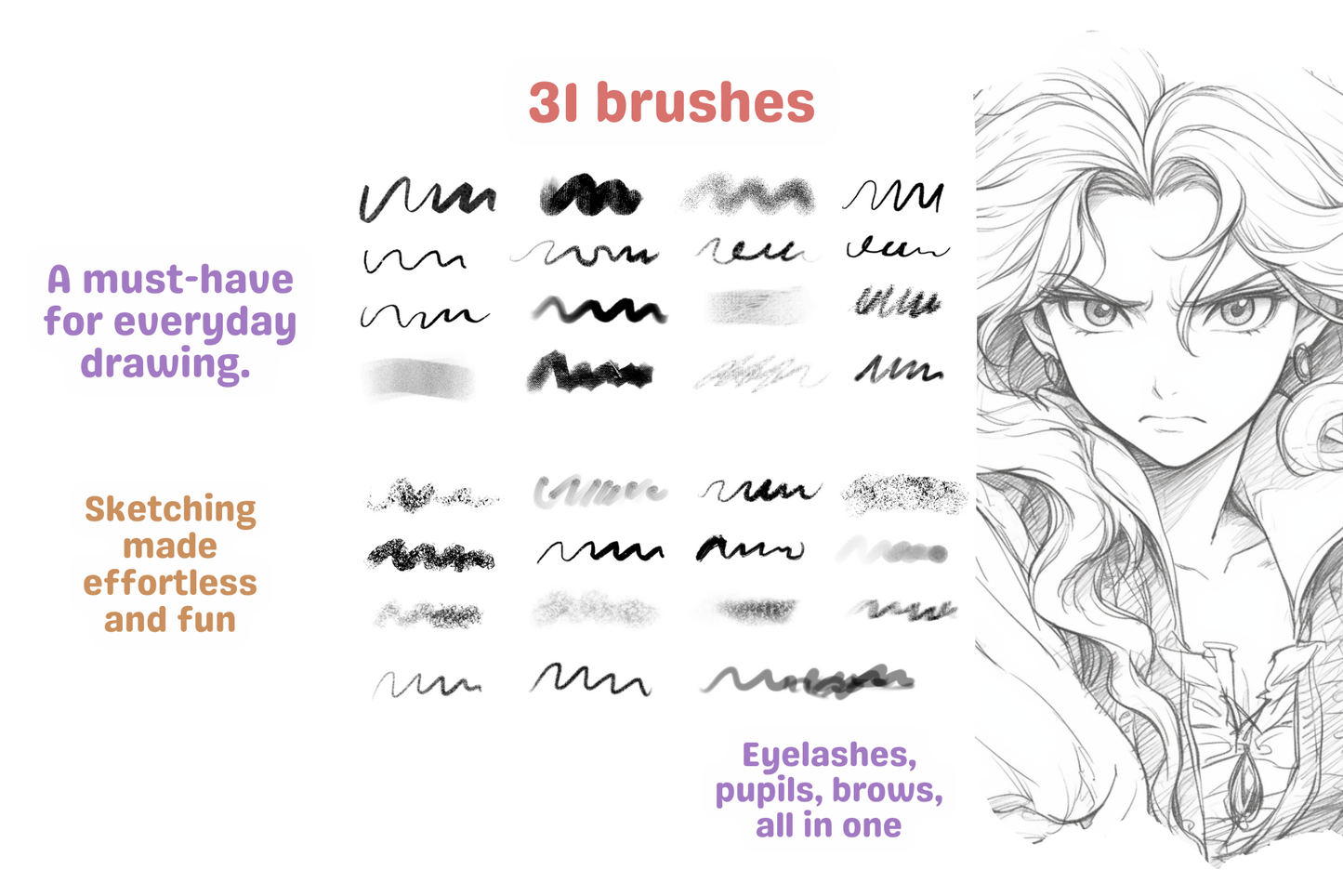 Sketch and Doodle Brushes – 40 Procreate Pencil Brushes - Cozy Brushery