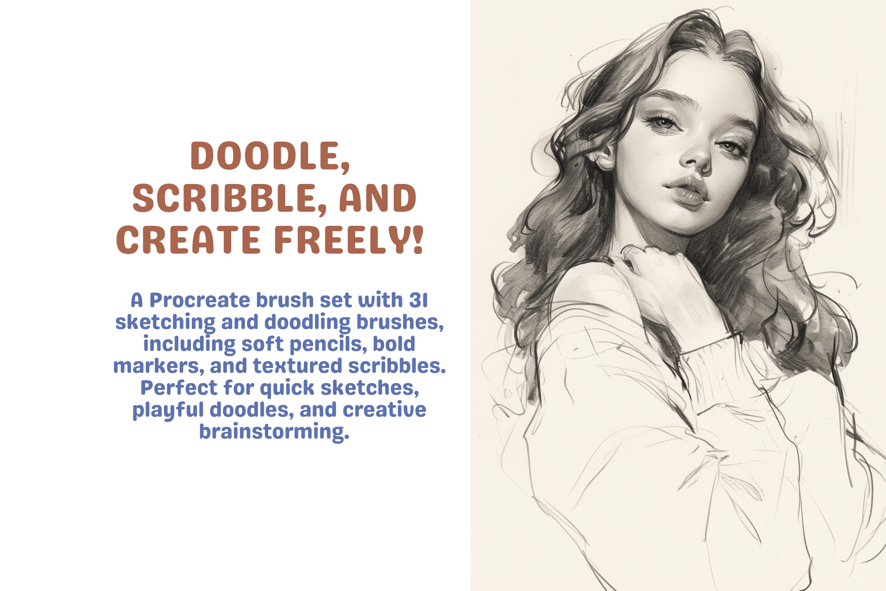 Sketch and Doodle Brushes – 40 Procreate Pencil Brushes - Cozy Brushery