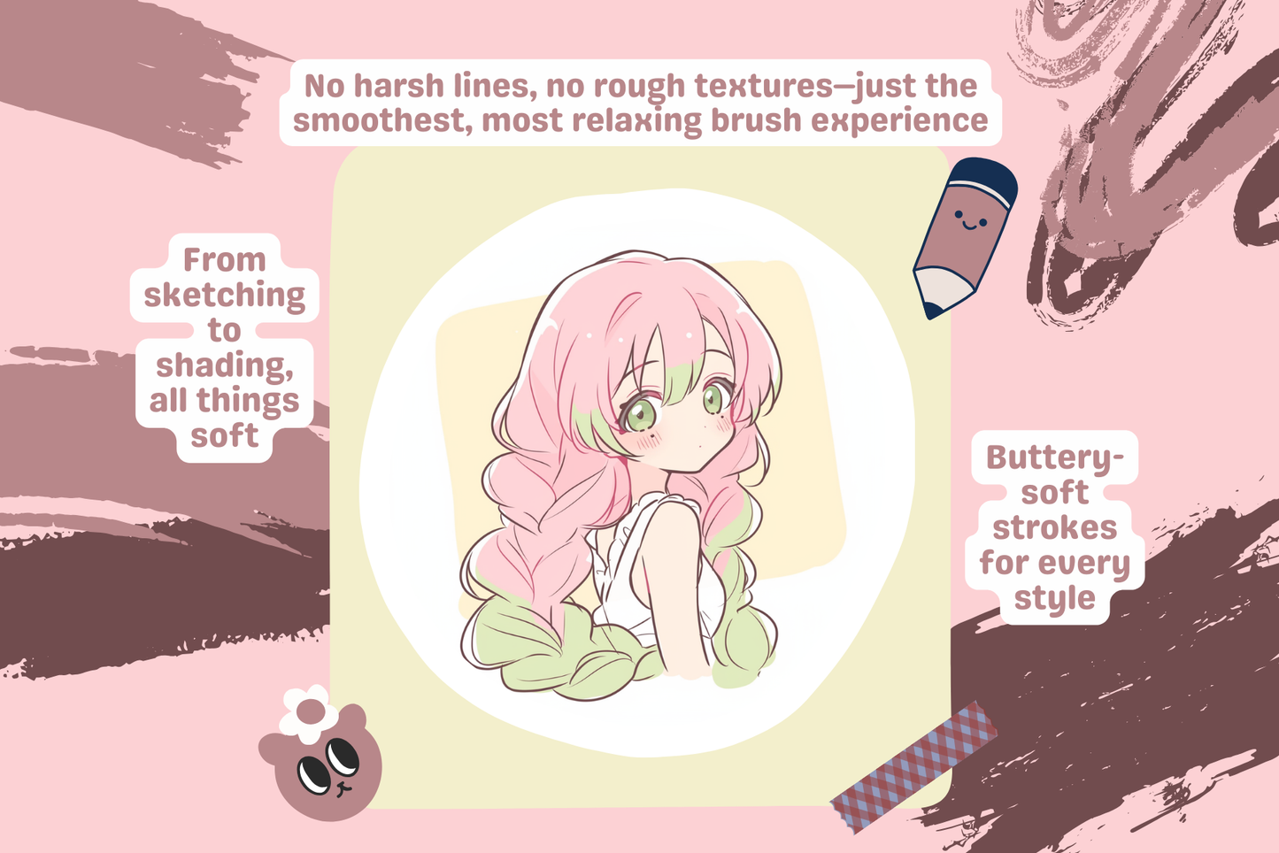 Soft Aesthetic Brush Pack – 61 Procreate Brushes for Art - Cozy Brushery